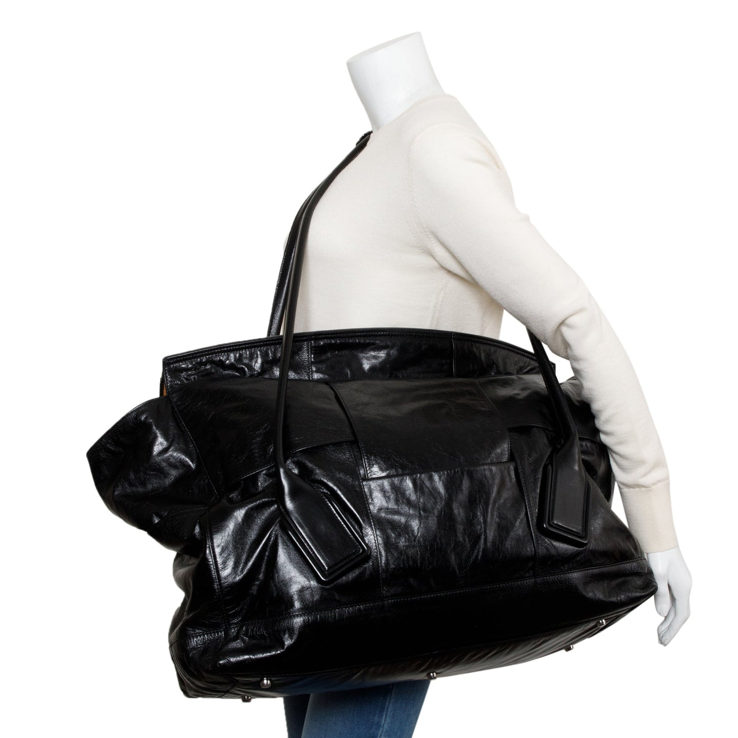 Bottega Veneta Black Maxi Intrecciato Leather Large Arco Slouch Bag