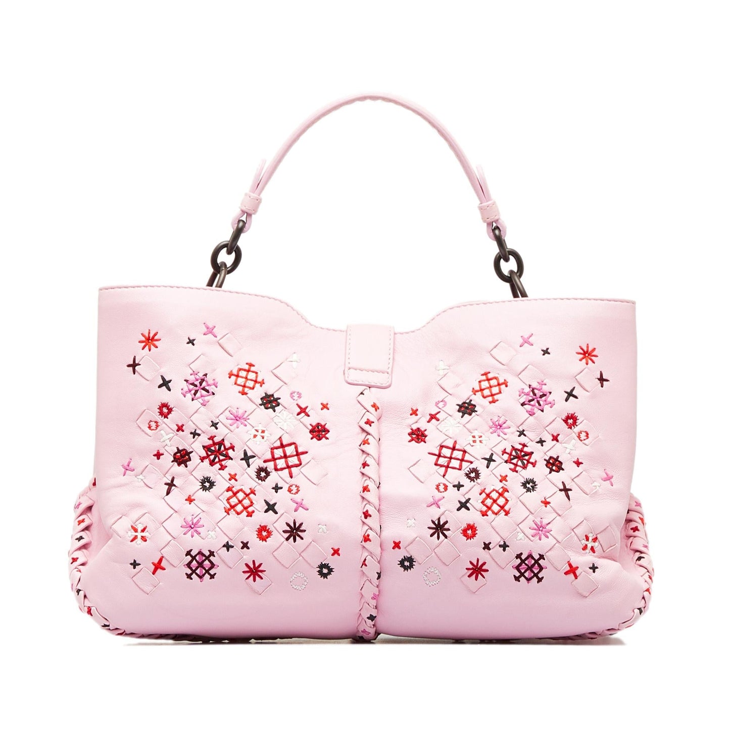 Luxury Bottega Veneta Intrecciato Napoli Meadow Flower Leather Satchel (SHG-1F8F3W)