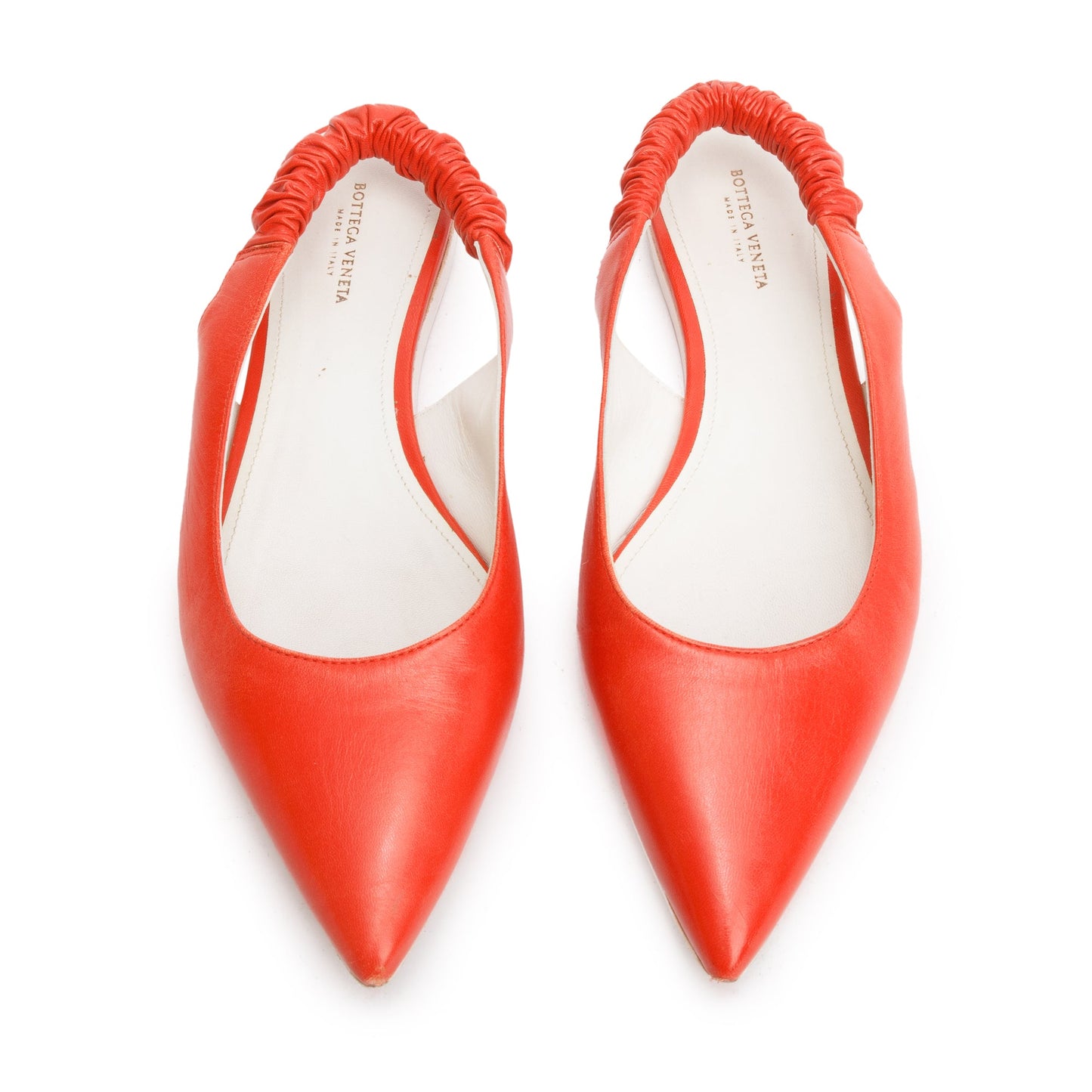 Bottega Veneta Orange Leather Slingback Ballerina Flats, Size 38.5