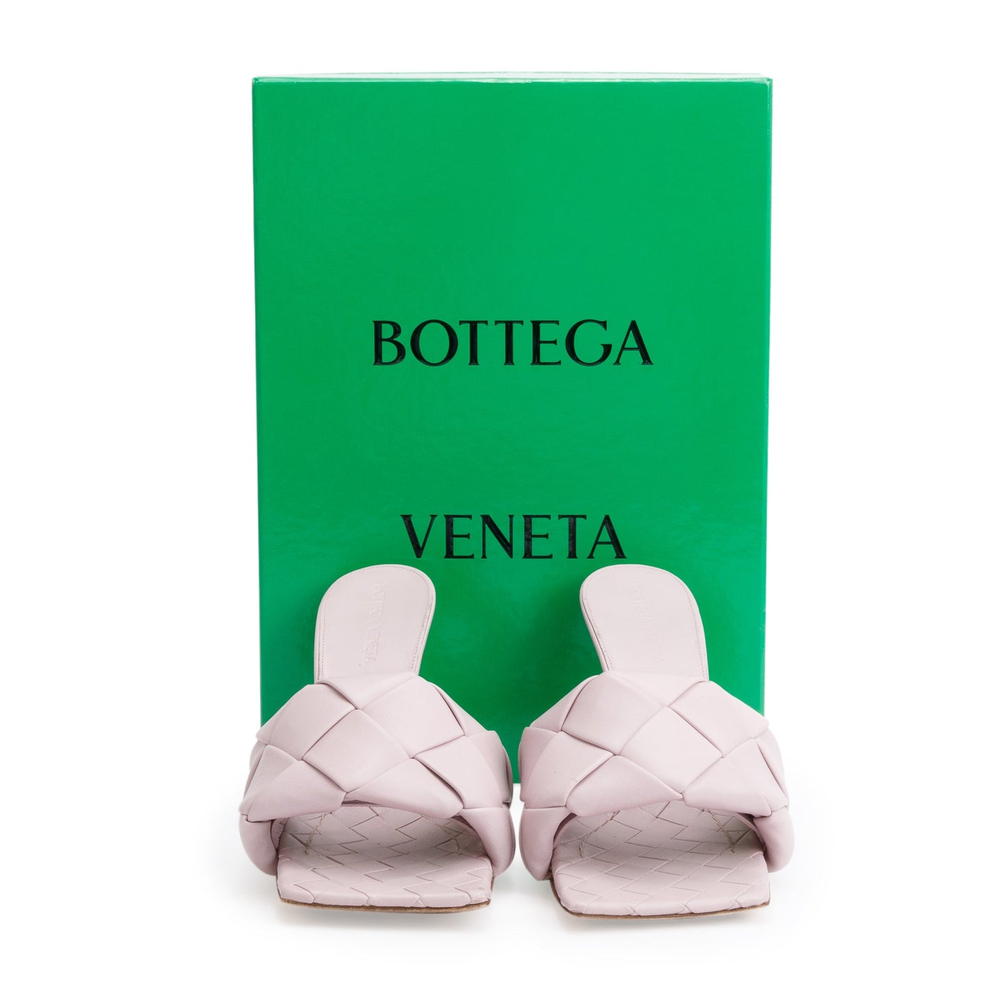 Bottega Veneta Pink Lambskin Leather Padded Sandals, Size 37.5