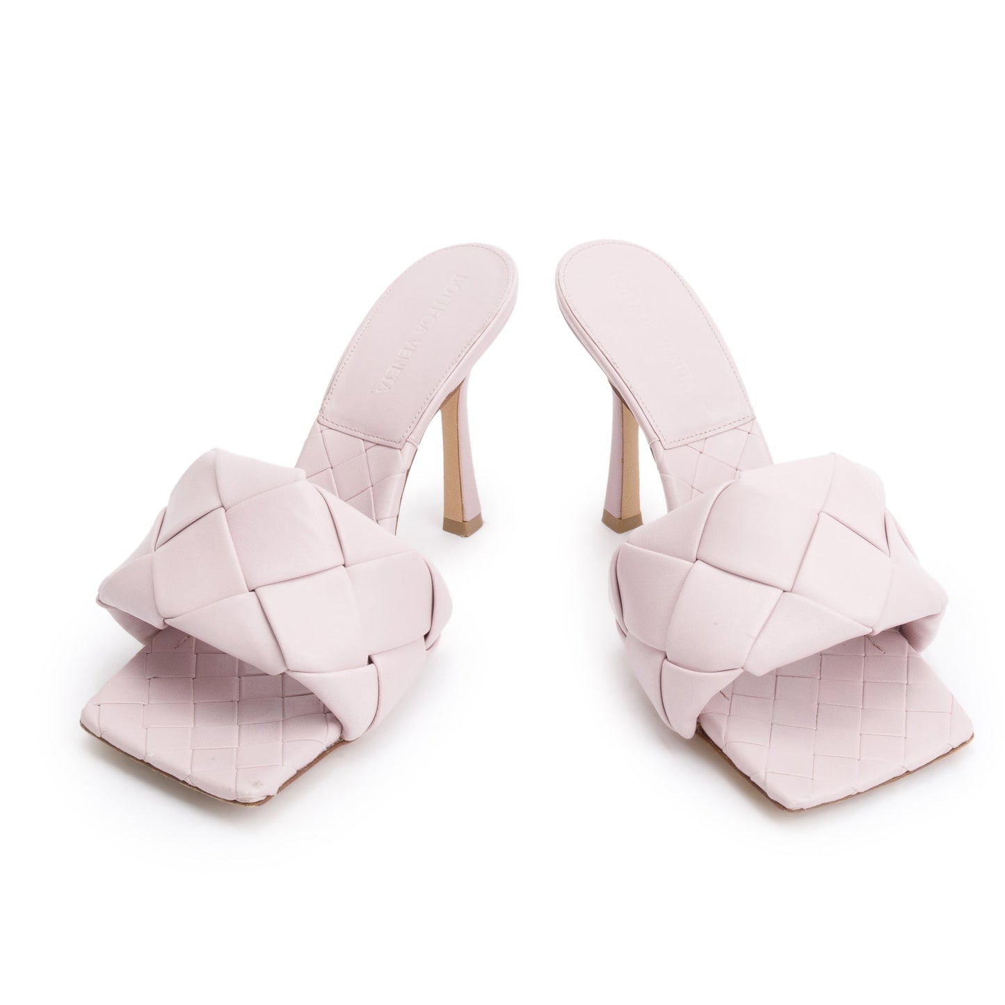 Bottega Veneta Pink Lambskin Leather Padded Sandals, Size 37.5