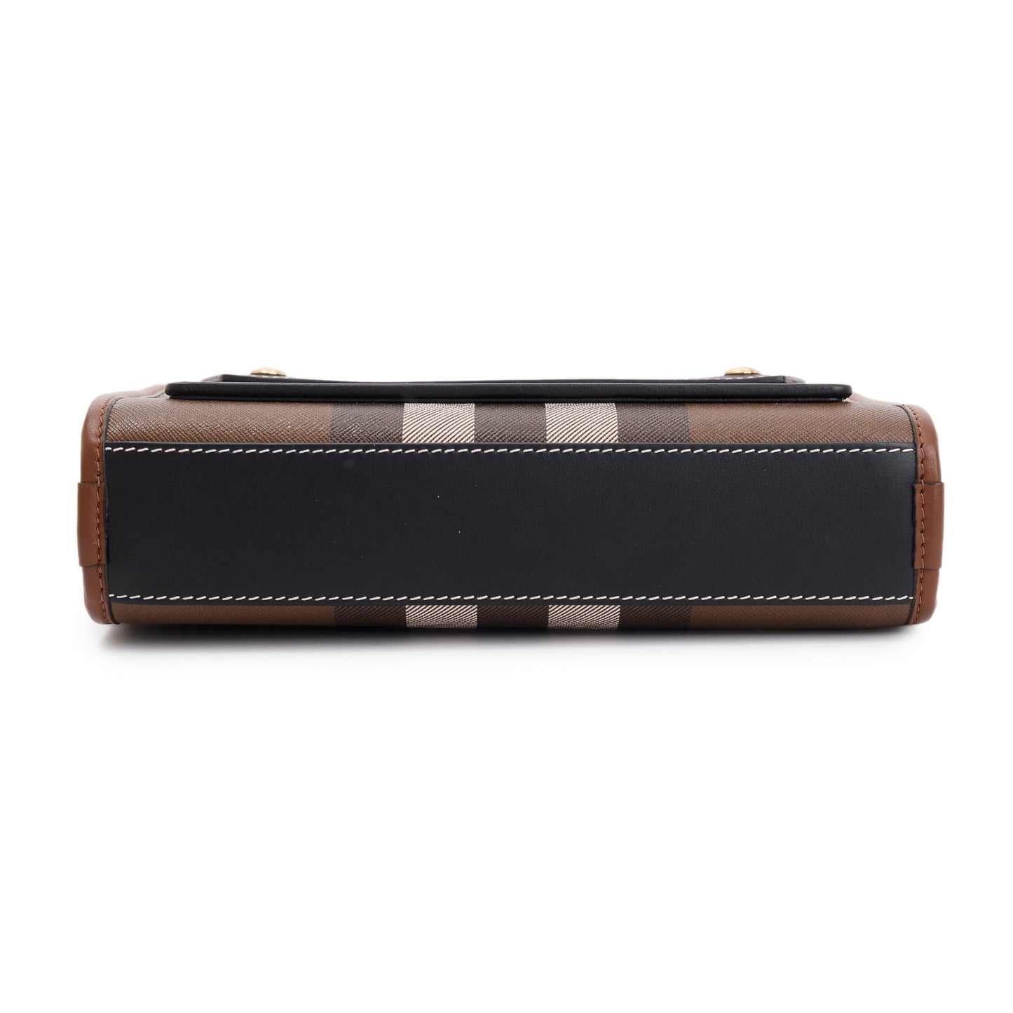 Burberry 2023 Brown Check Canvas and Black/Brown Leather Mini Pocket Bag