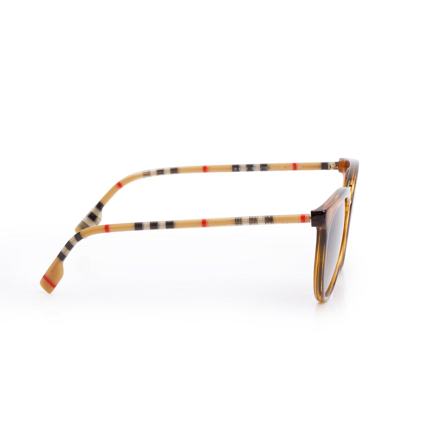 Burberry B 4316 House Check & Havana Acetate Round Sunglasses