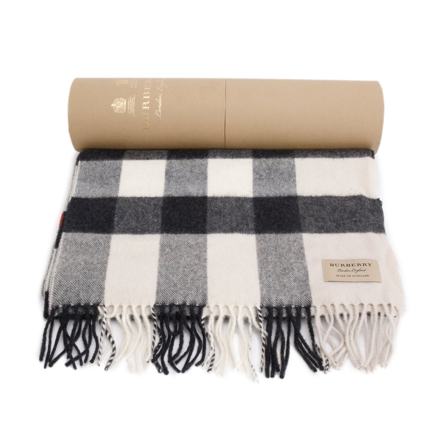 Burberry Beige Multicolor Horseferry House Check Cashmere Scarf