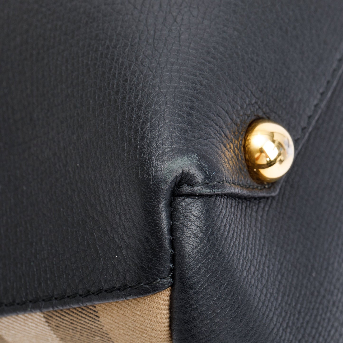 Burberry Black Calfskin Leather House Check Medium Banner Tote