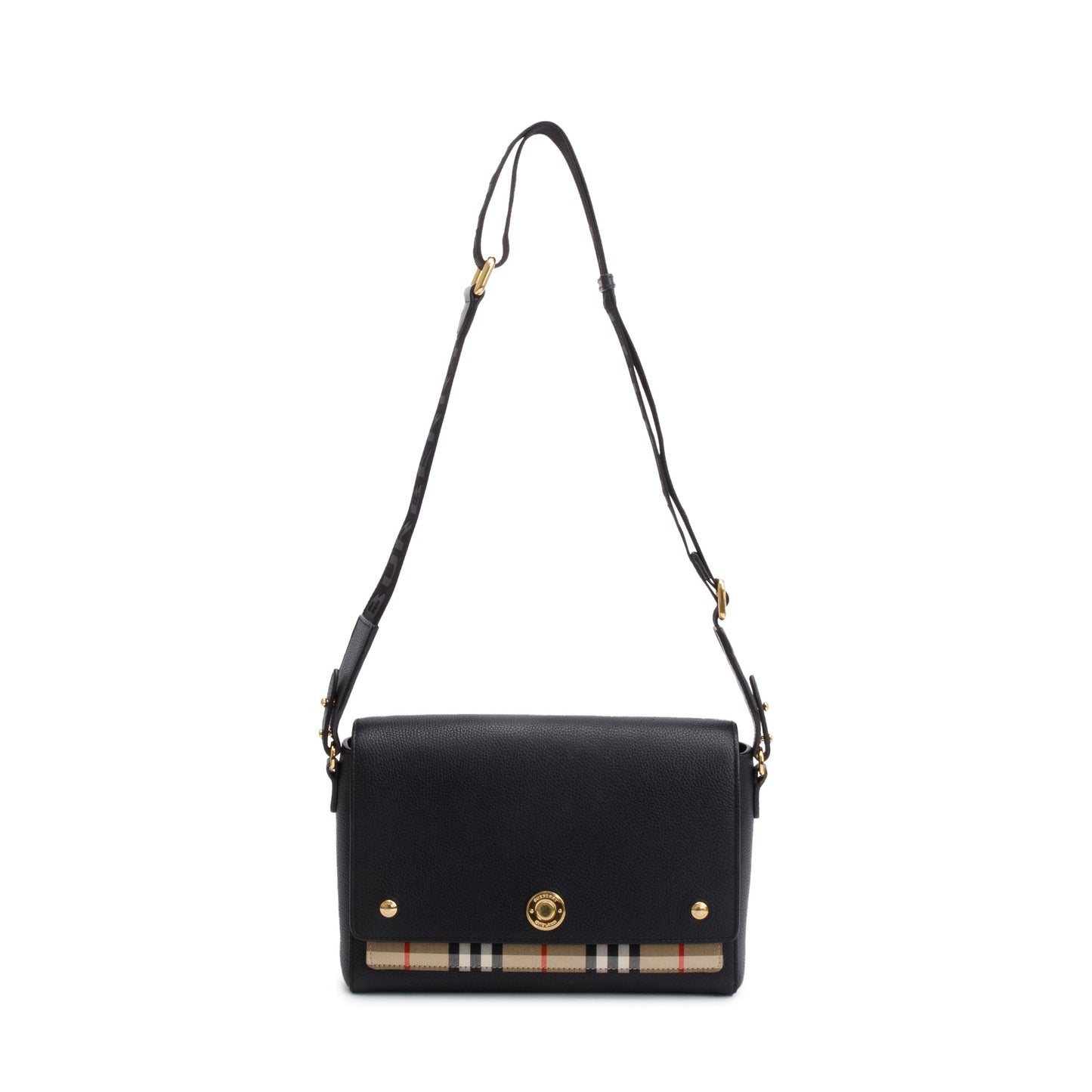 Burberry Black Calfskin Vintage Check Note Crossbody Bag