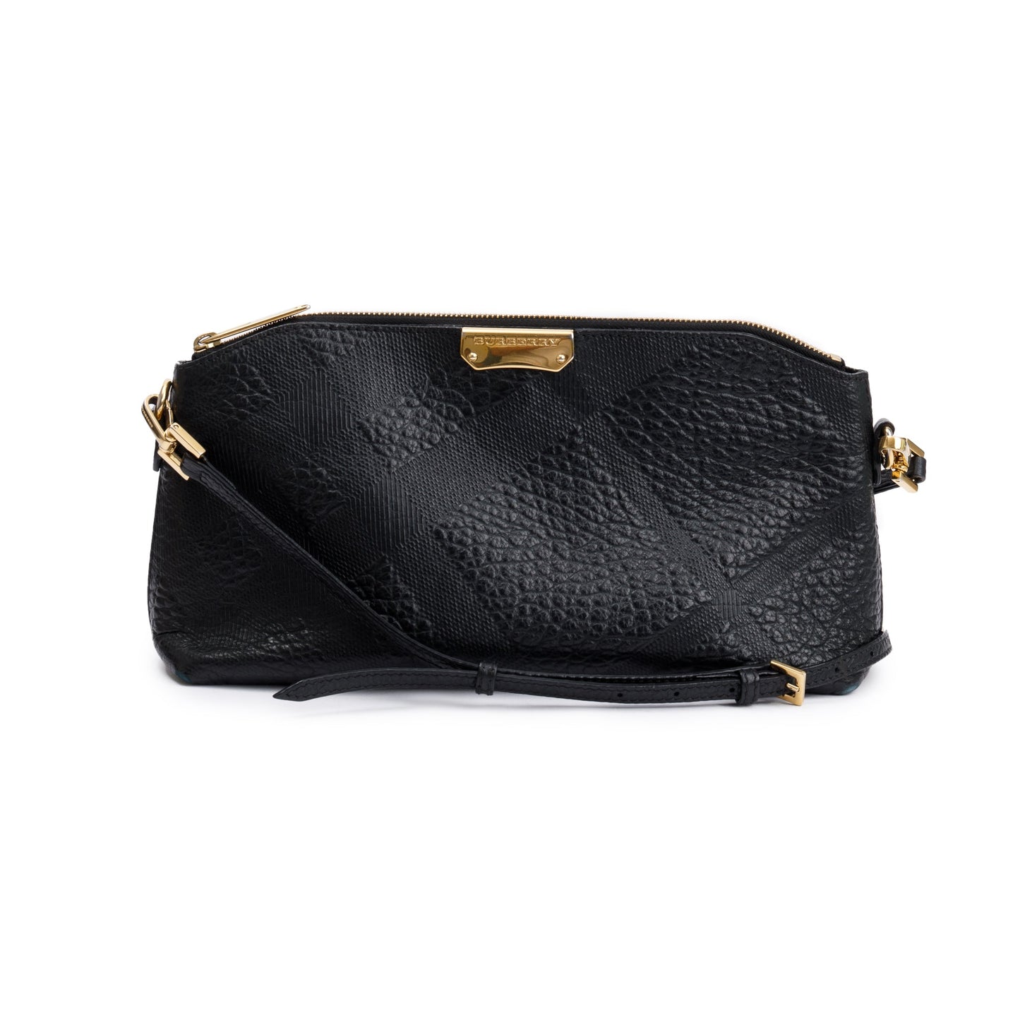 Burberry Black Check Embossed Heritage Grain Leather Chichester Crossbody Bag