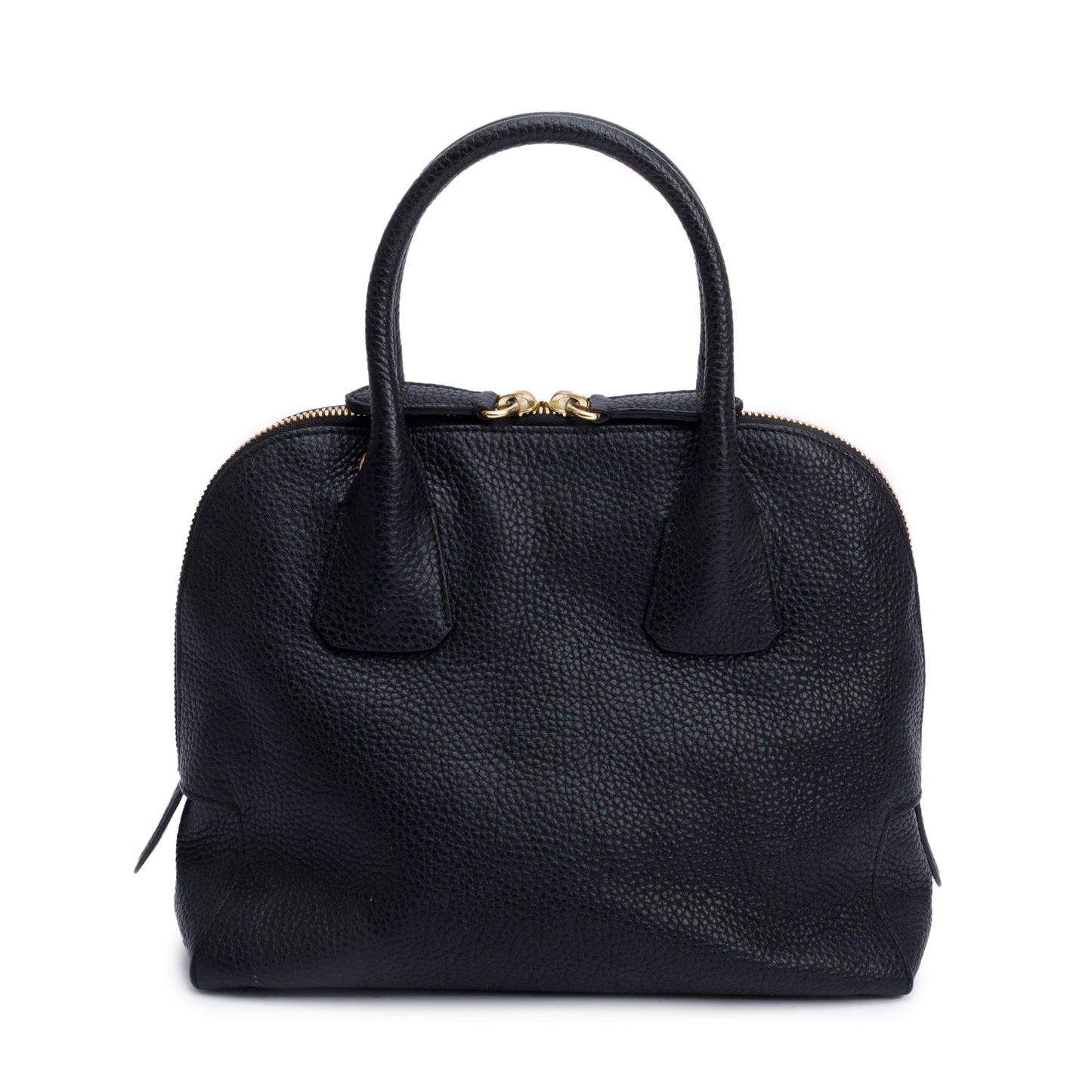 Burberry Black Grained Leather Greenwood Small Bowling Bag