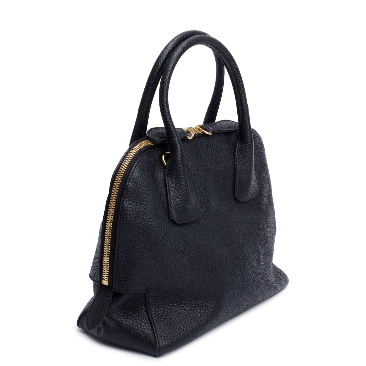 Burberry Black Grained Leather Greenwood Small Bowling Bag