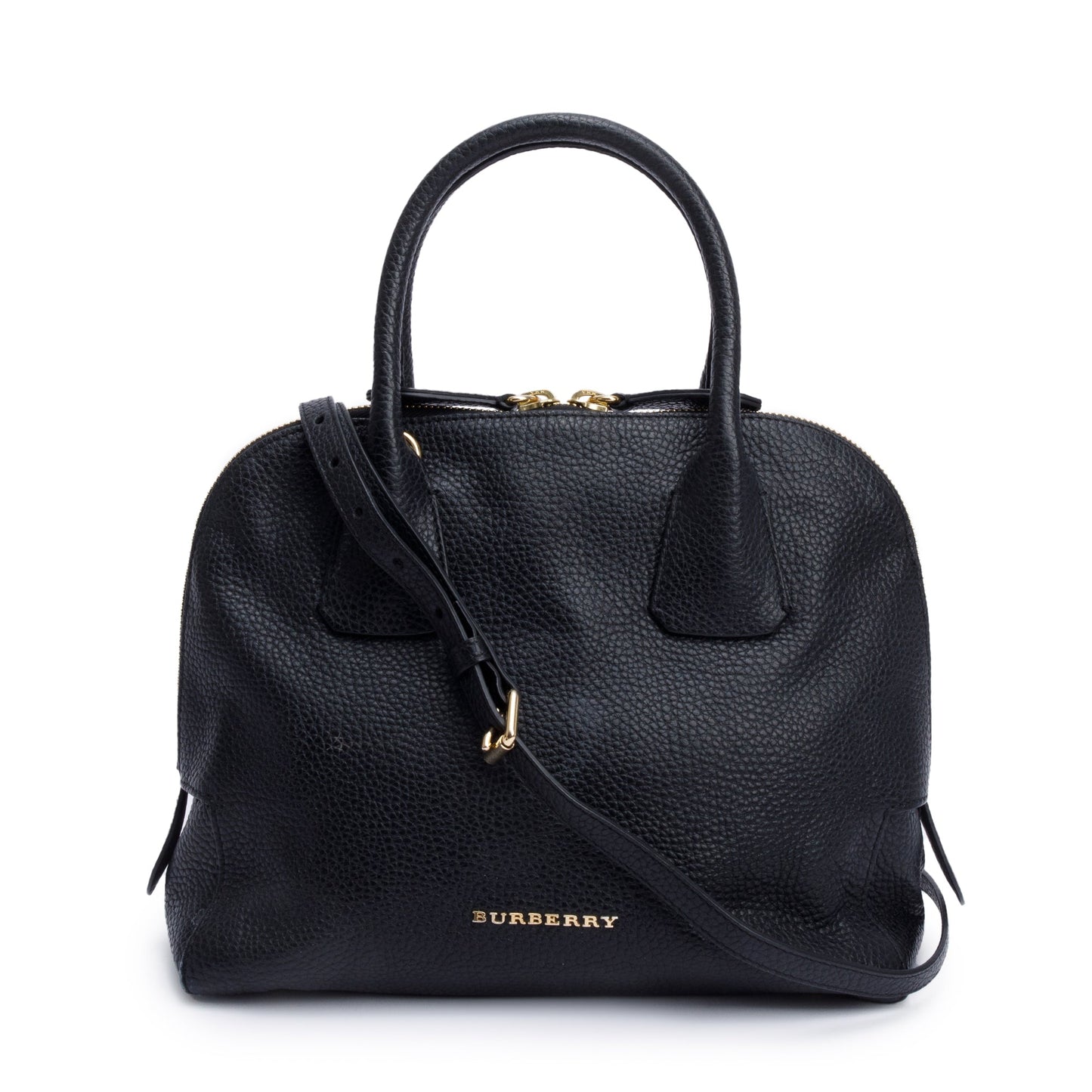 Burberry Black Grained Leather Greenwood Small Bowling Bag