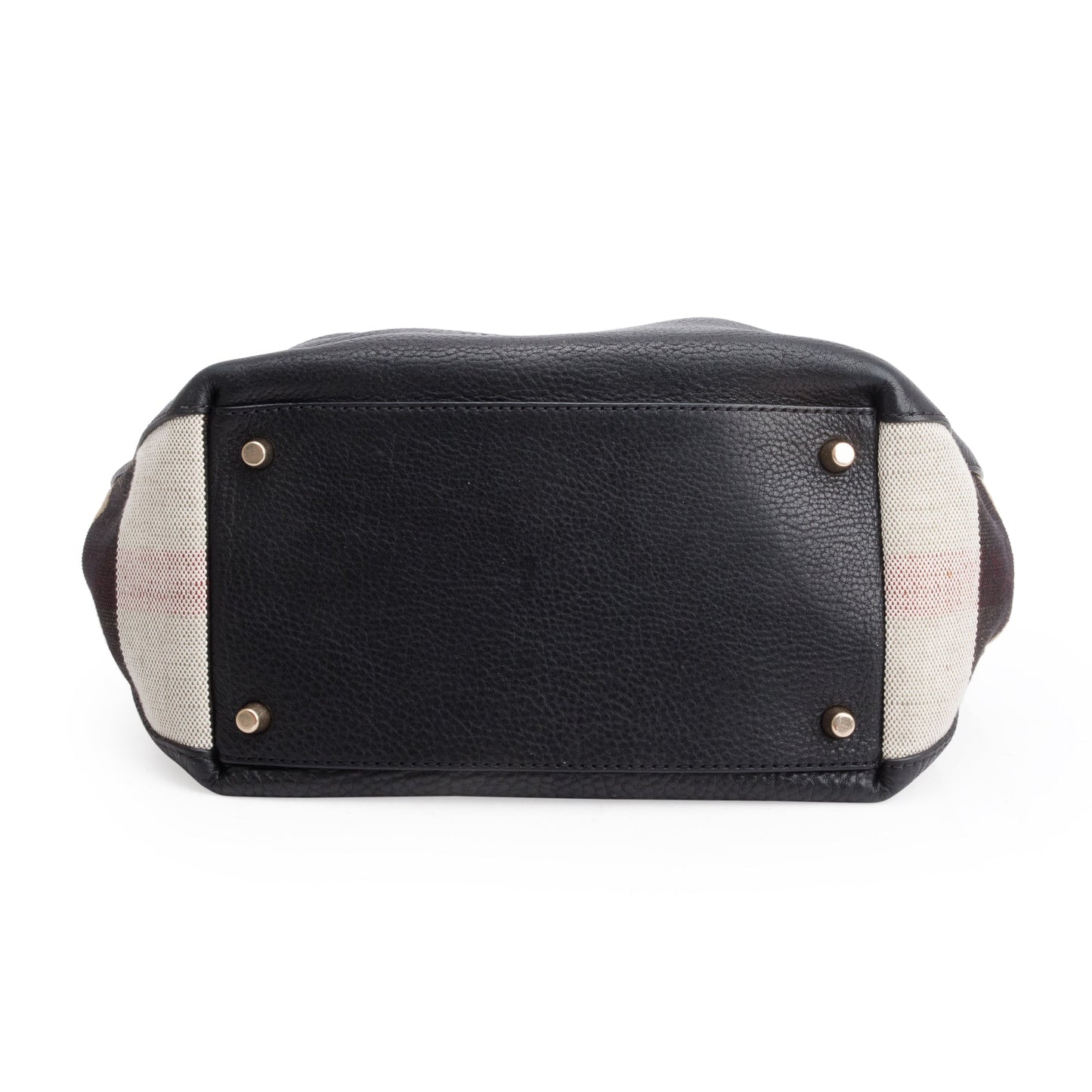 Burberry Black Leather & House Check Small Maidstone Bag