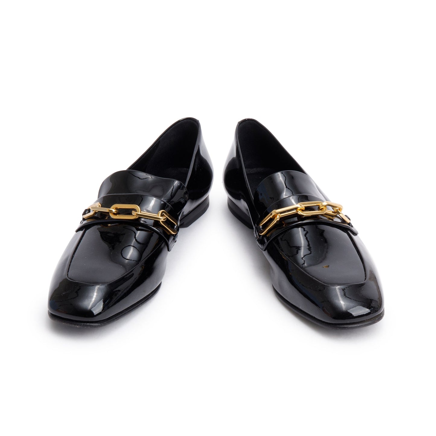 Burberry Black Patent Leather Chillcot Loafers, Size 38.5