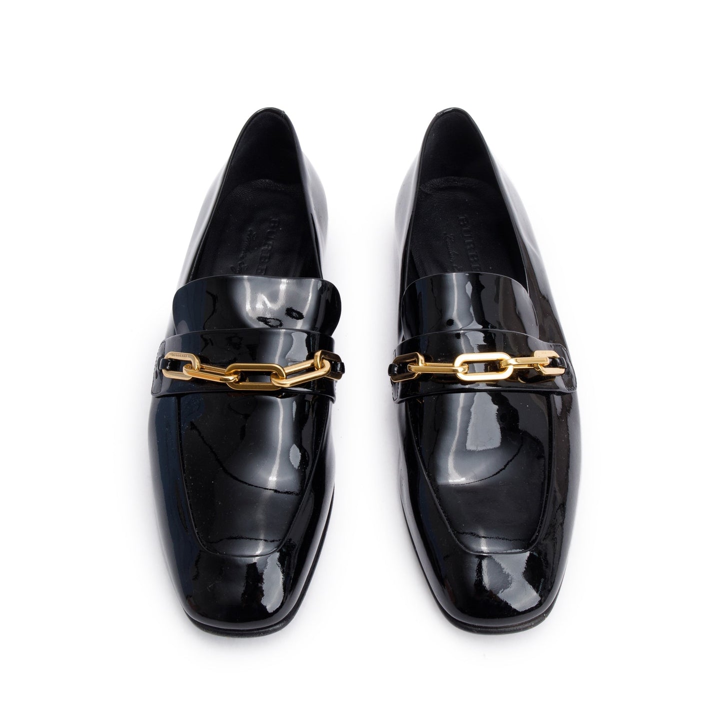 Burberry Black Patent Leather Chillcot Loafers, Size 38.5