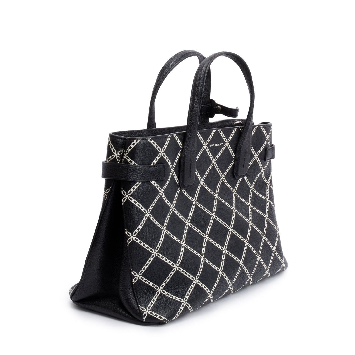 Burberry Black Printed Calfskin Leather Medium Banner NM Tote