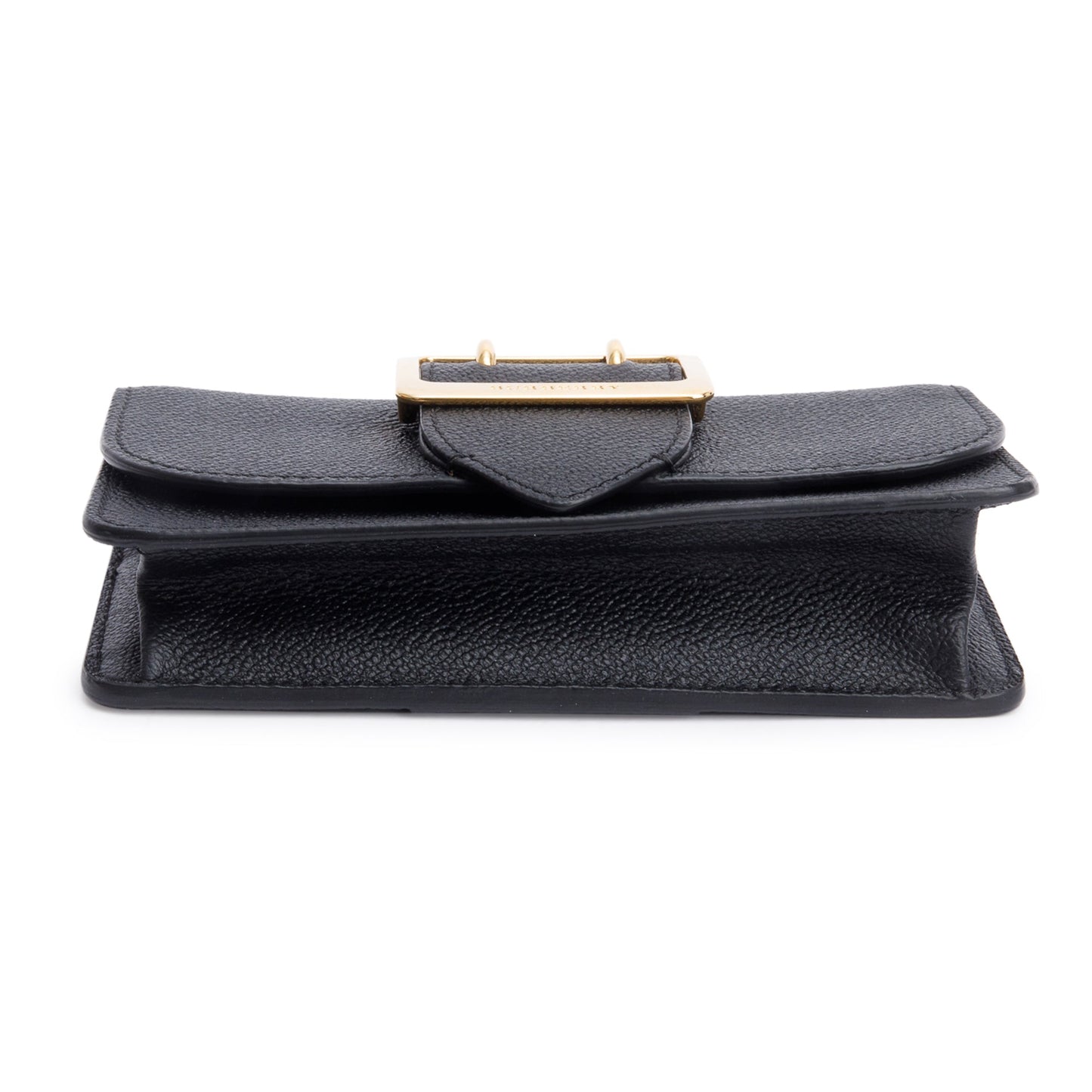 Burberry Black Soft Grain Calfskin Leather Mini Buckle Phone Bag