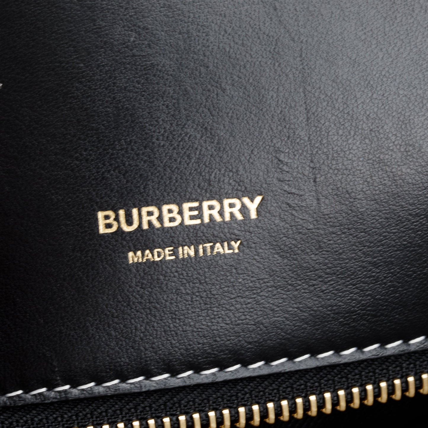 Burberry Black & White Calfskin Leather Small Two Handle Title Tote