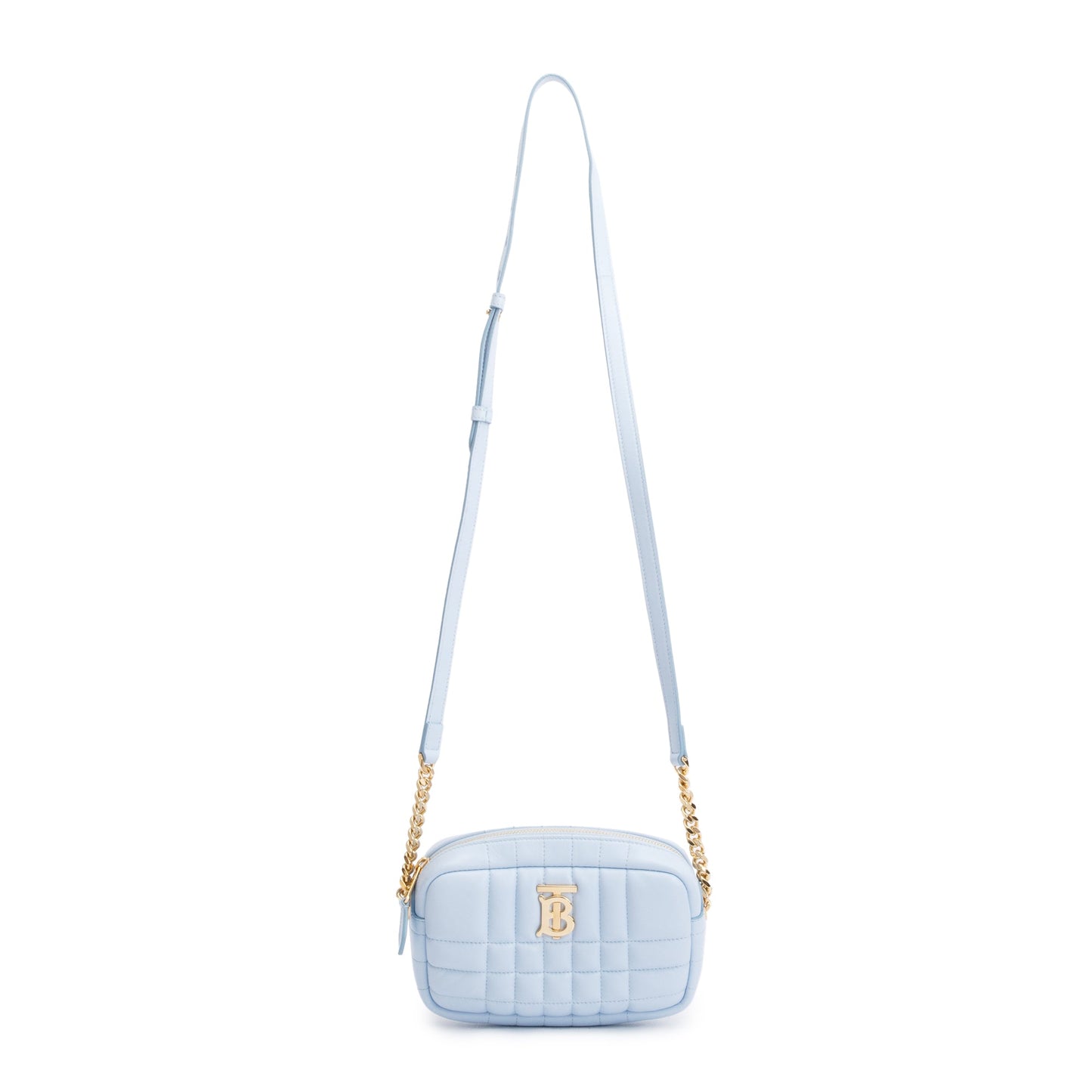 Burberry Blue Quilted Calfskin Leather TB Camera Crossbody Bag