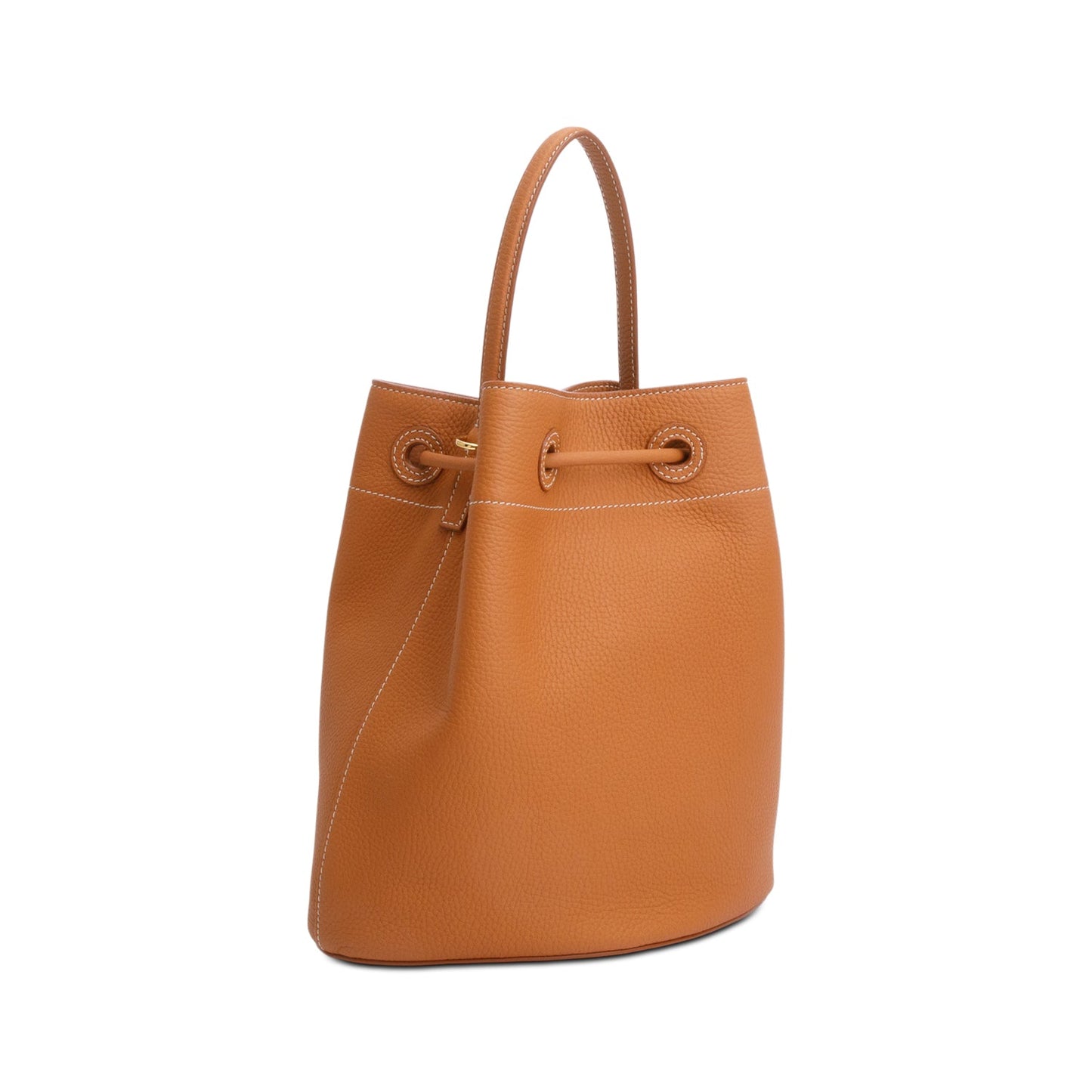 Burberry Brown Grained Leather Small TB Bucket Bag
