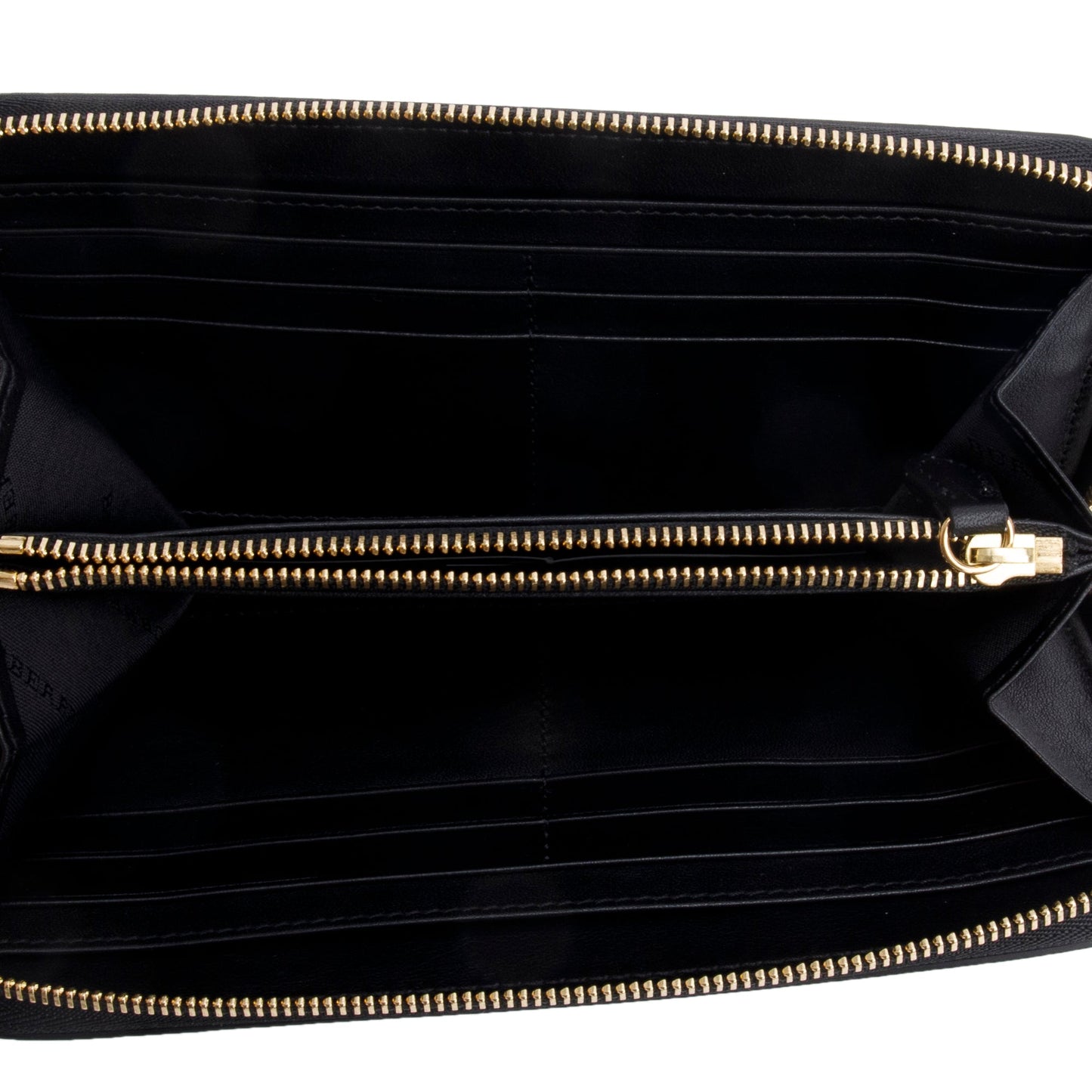 Burberry Check Canvas Black Leather Trim Derby Continental Zip Wallet