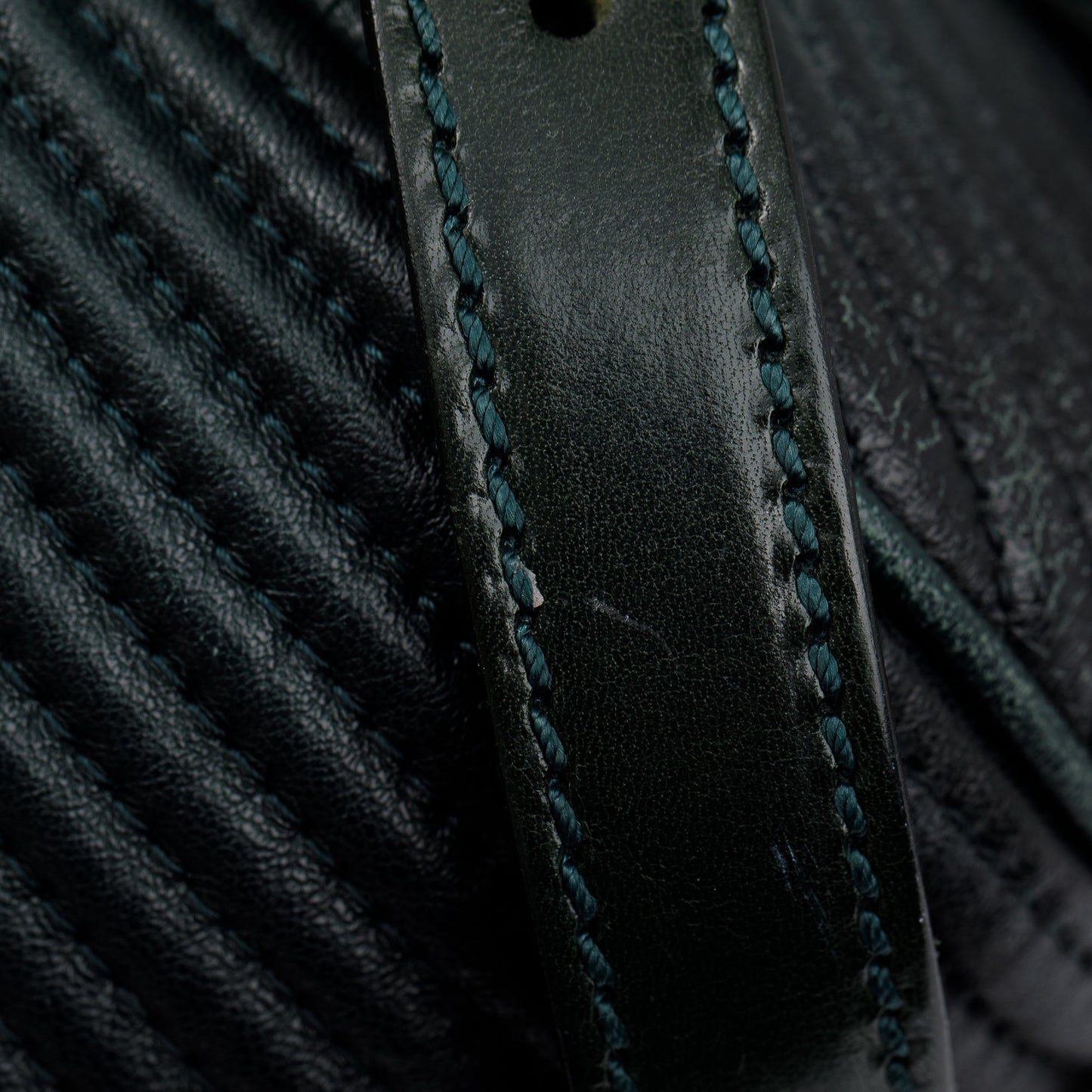 Burberry Green Pleated Stitched Leather Rosaville Bowling Bag