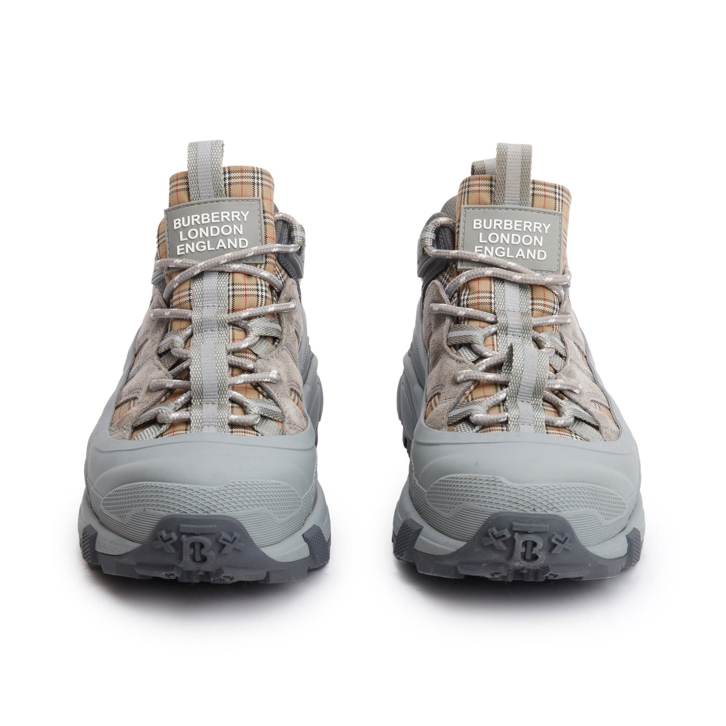Burberry Grey Rubber House Check Canvas Arthur Sneakers, Size 39