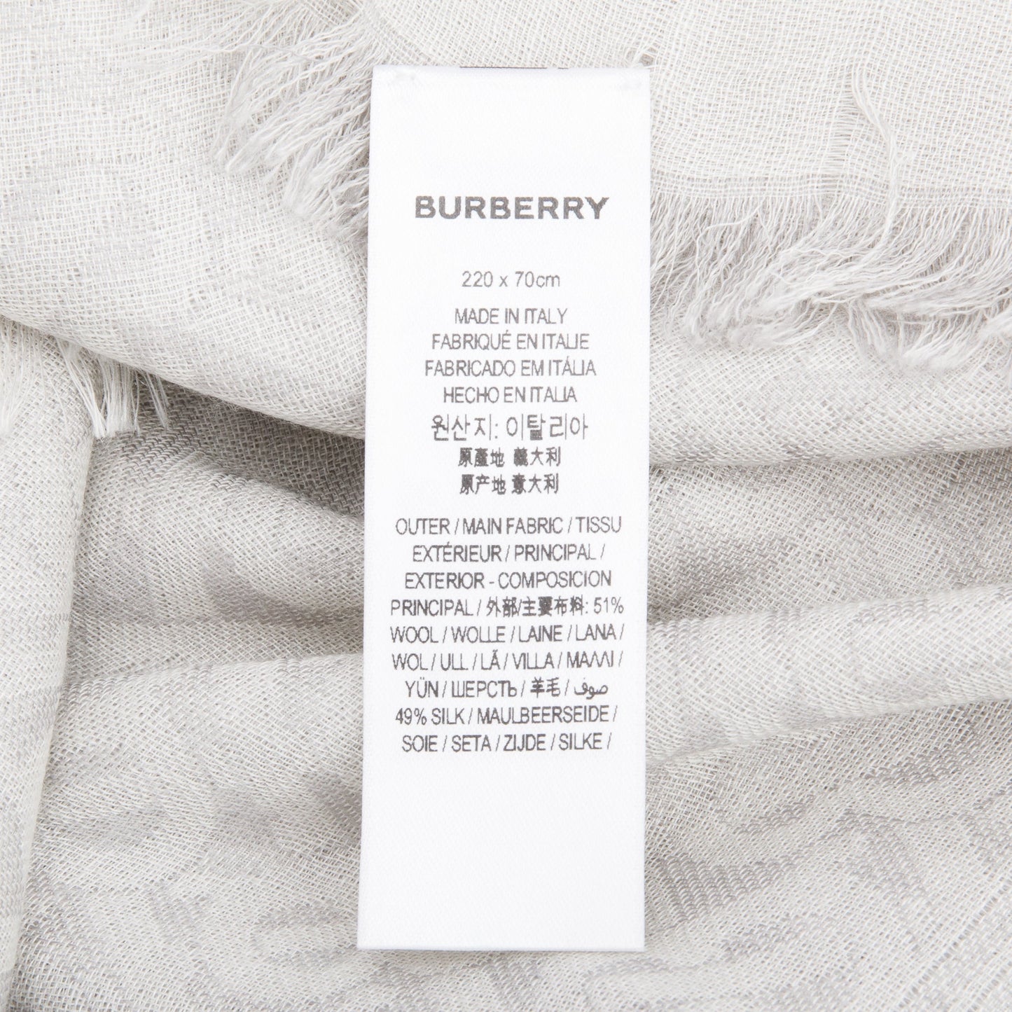 Burberry Grey TB Print Silk Wool Scarf