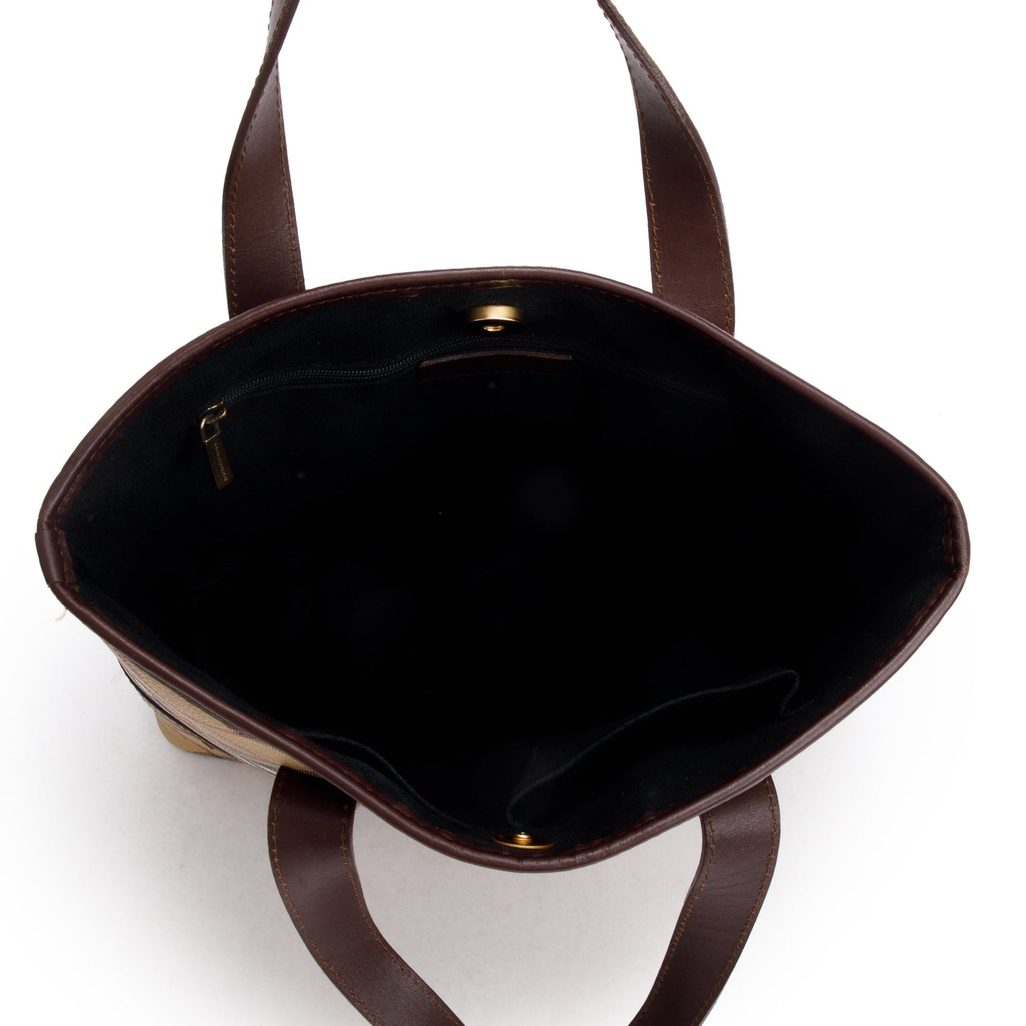 Burberry Haymarket Check Leather-Trimmed Studded Tote Bag