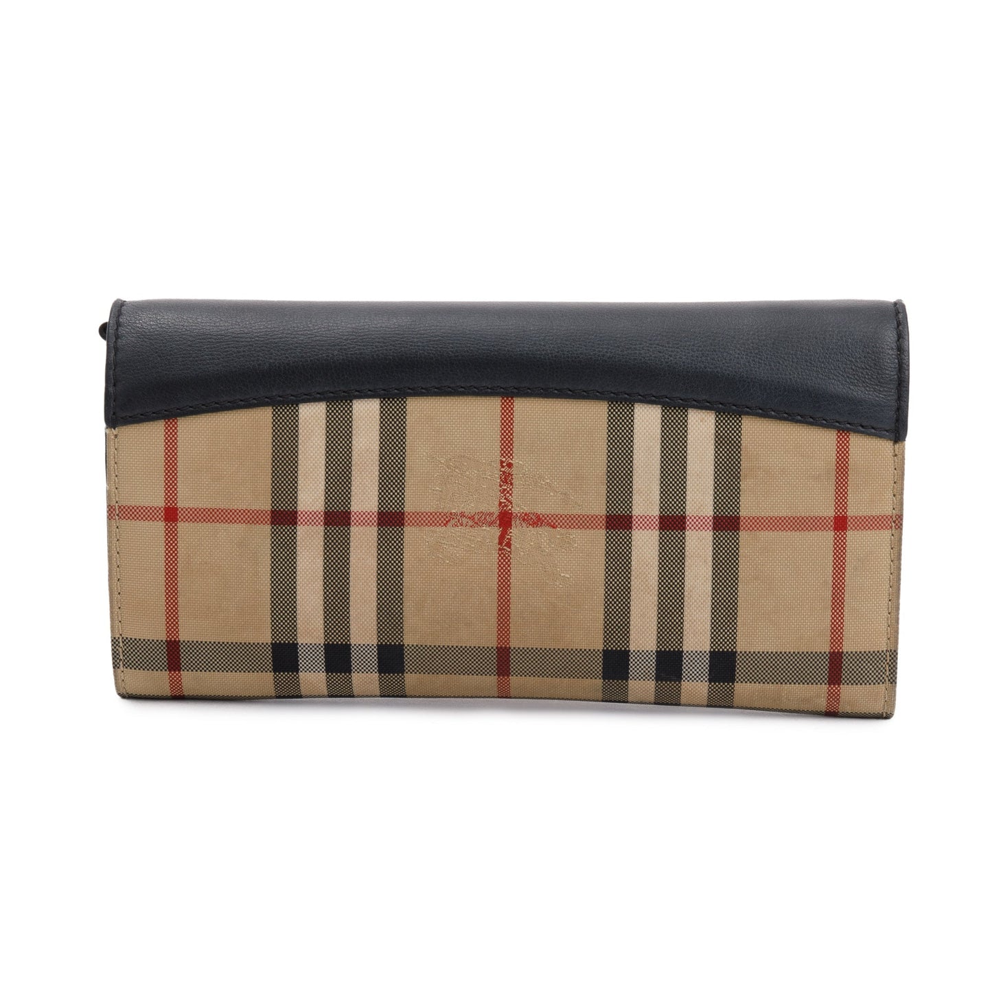 Burberry House Check Black Calfskin Leather Henley Wallet on Chain