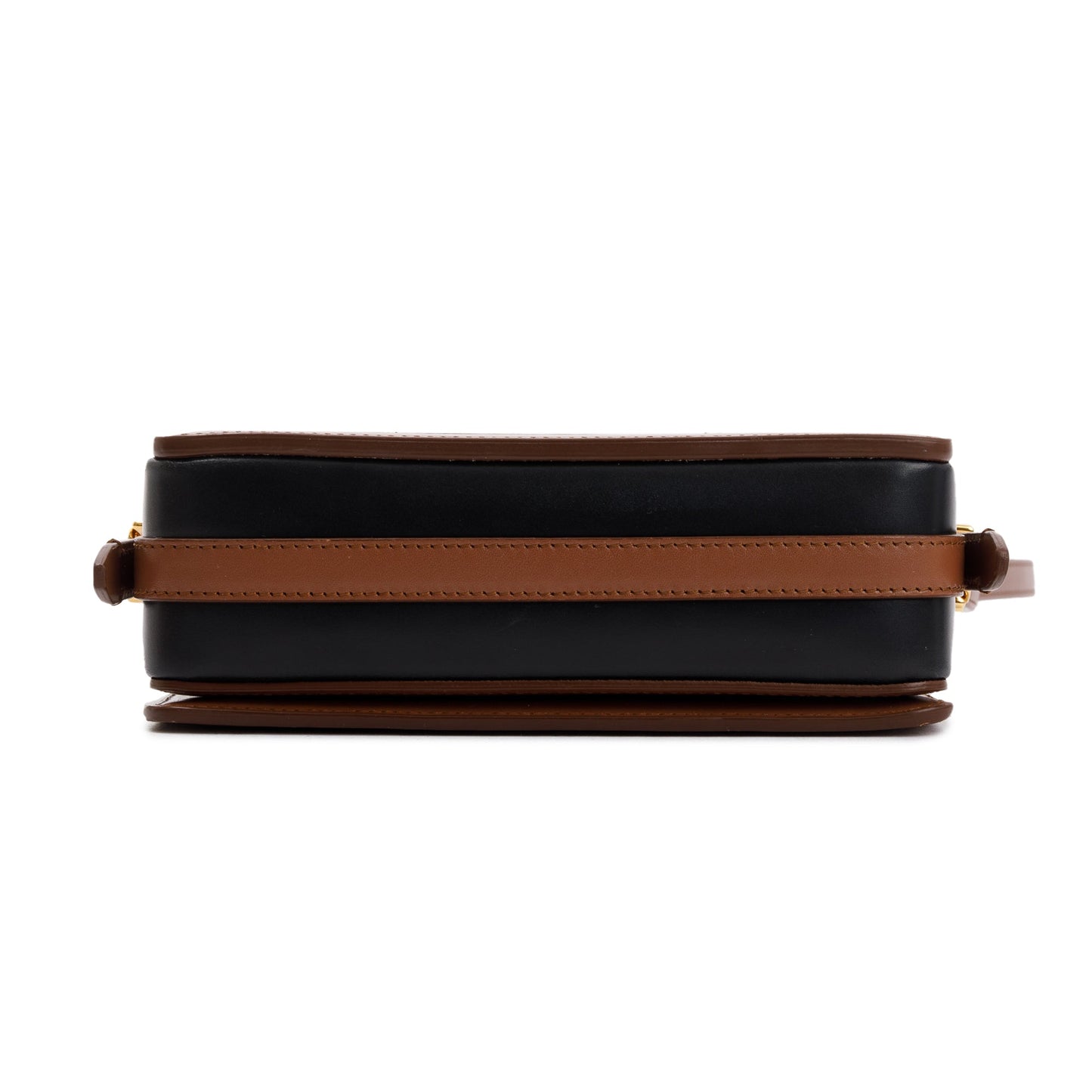 Burberry Malt Brown & Black Calfskin Leather Small Grace Bag