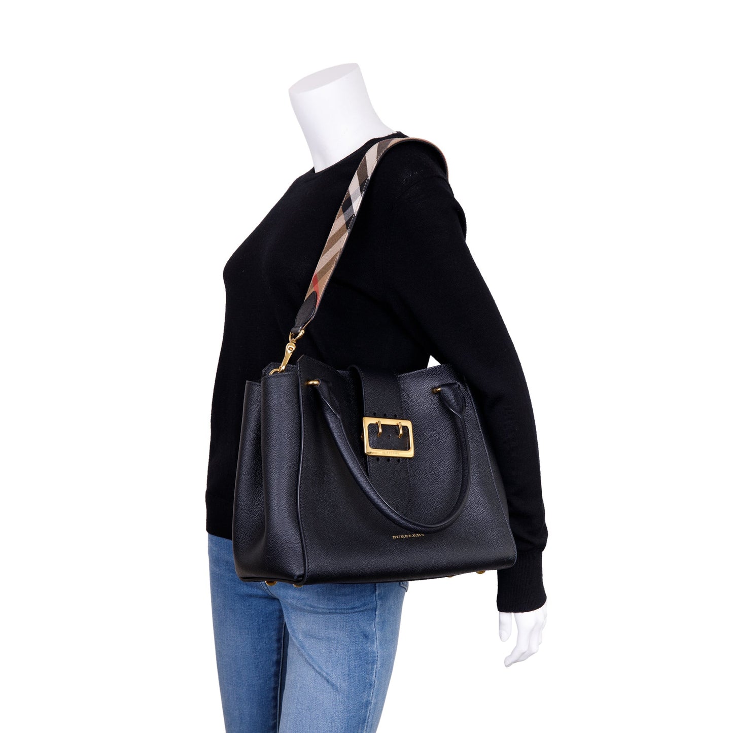 Burberry Medium Leather Buckle Tote
