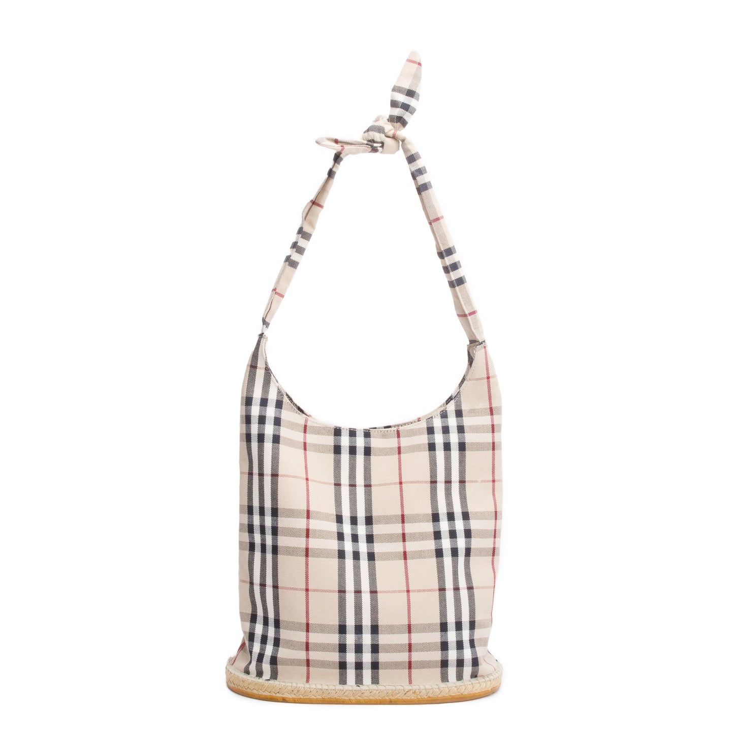 Burberry Nova Check Canvas Large Espadrille Hobo Bag
