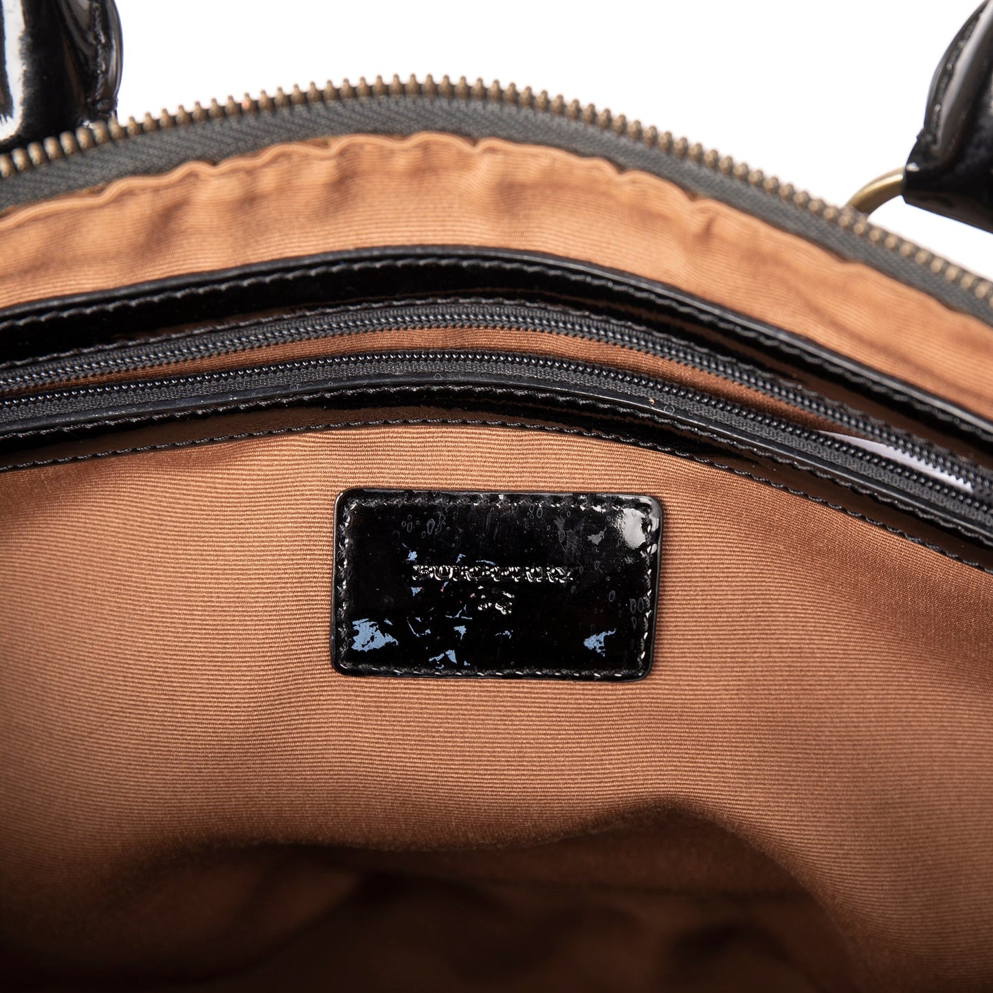 Burberry Nova Check Patent Leather-Trimmed Handle Bag
