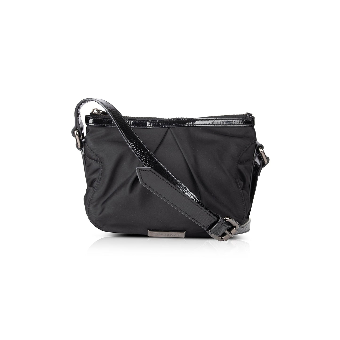Burberry Patent Leather Trimmed Nylon Crossbody Bag