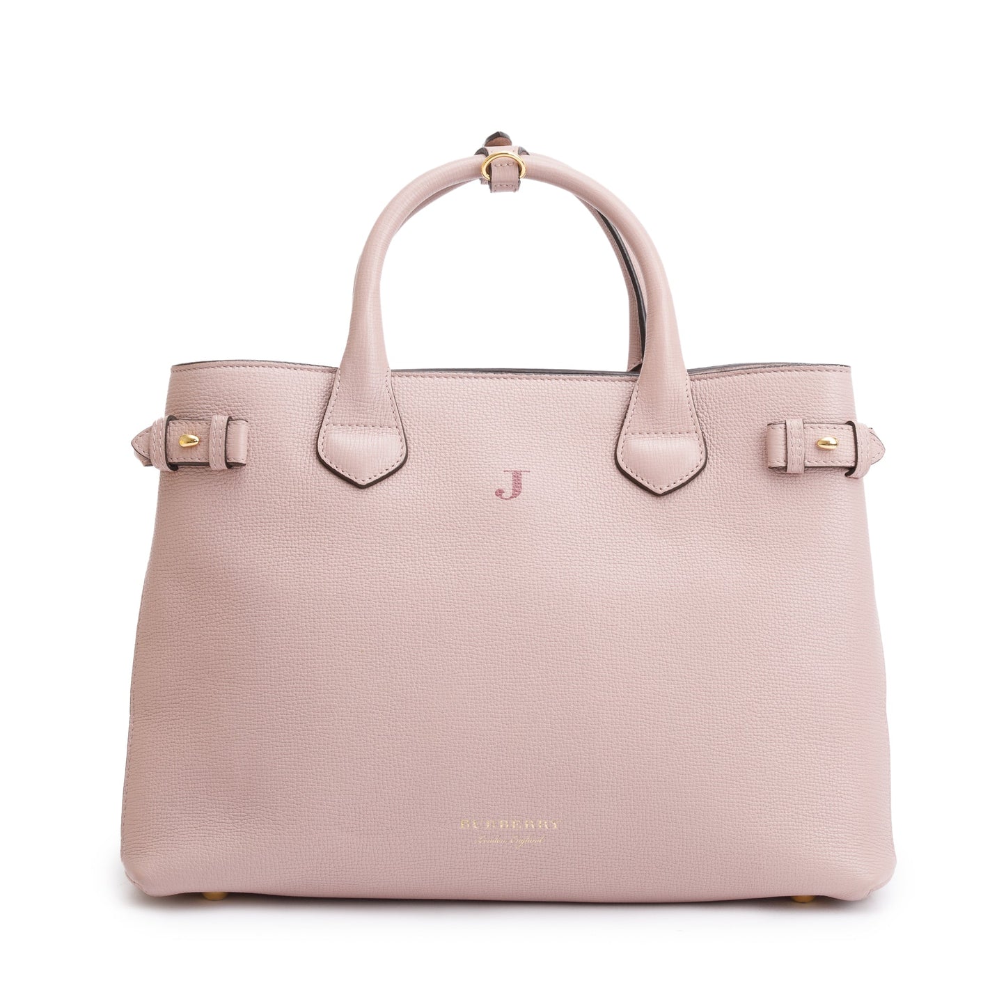 Burberry Pink Calfskin Leather House Check Medium Banner Tote
