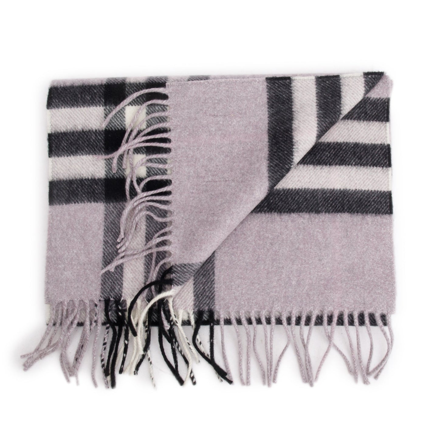 Burberry Purple Multicolor Horseferry House Check Cashmere Scarf