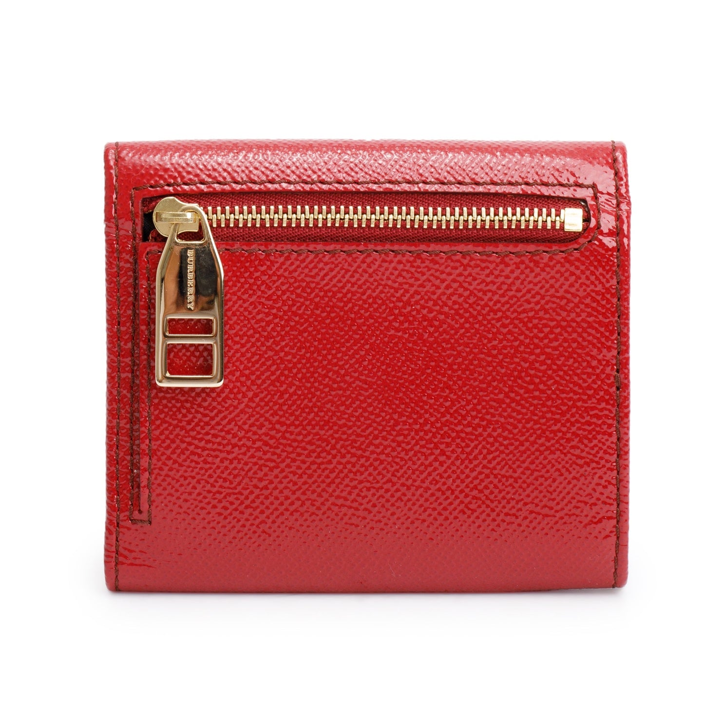 Burberry Red Grained Patent Leather  Compact Wallet
