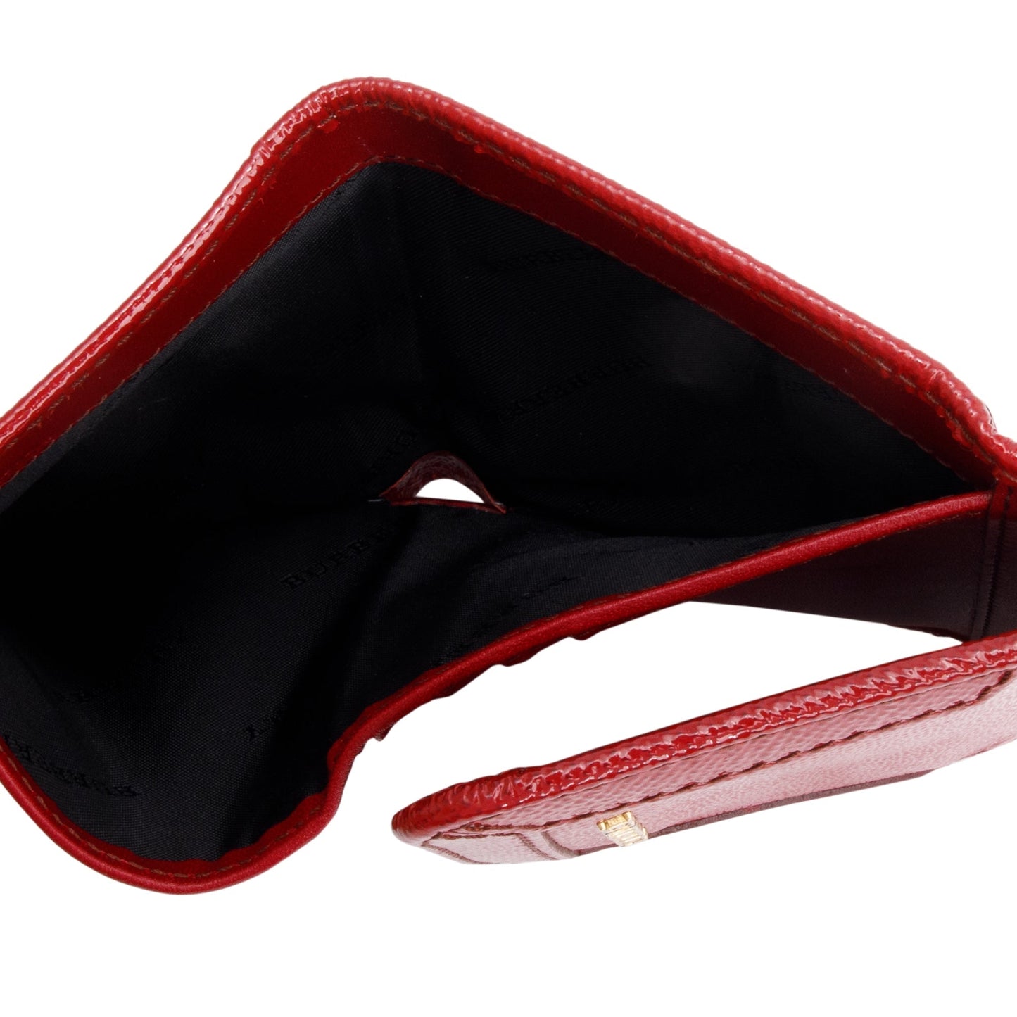 Burberry Red Grained Patent Leather  Compact Wallet