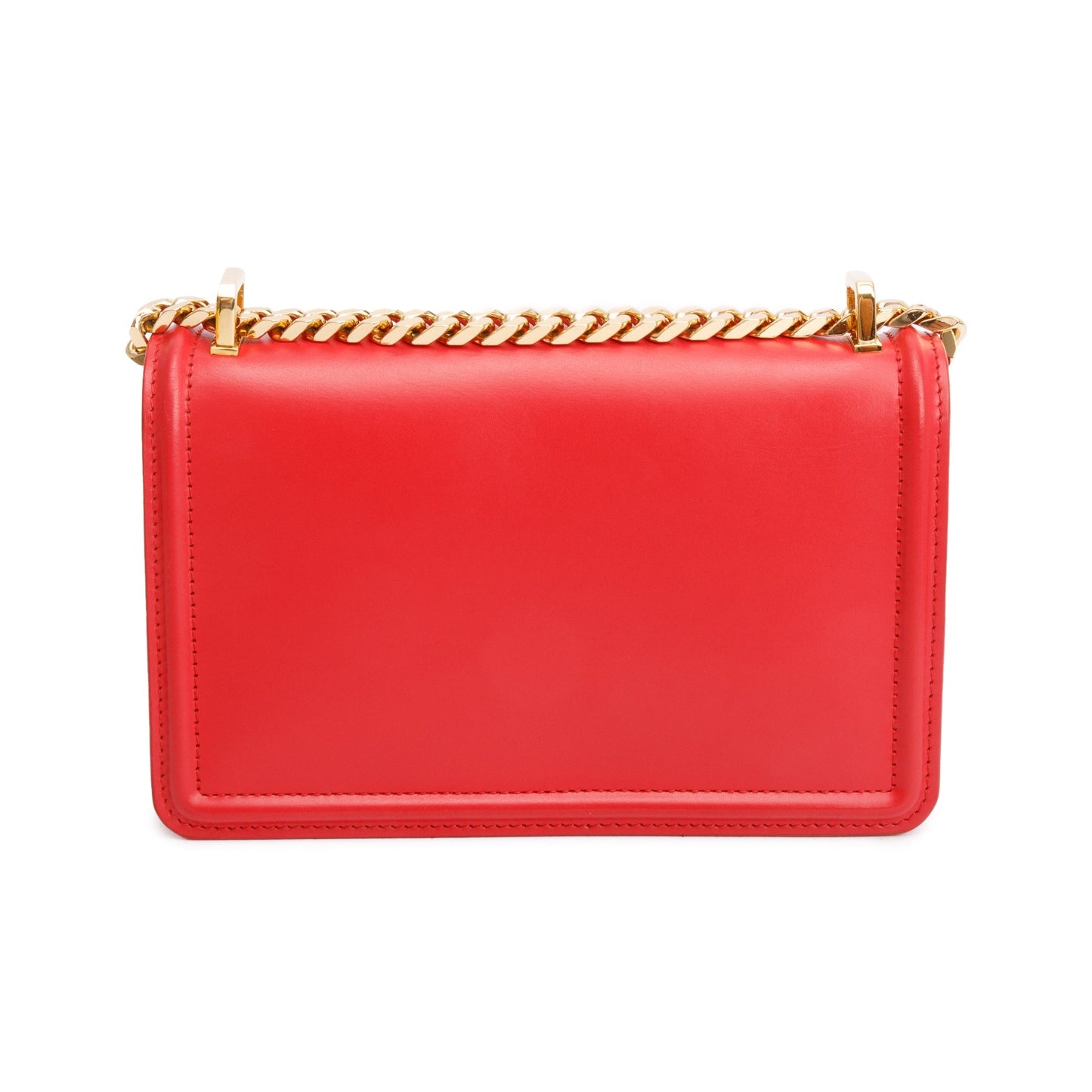 Burberry Red Smooth Calfskin Leather Mini TB Chain Crossbody Bag