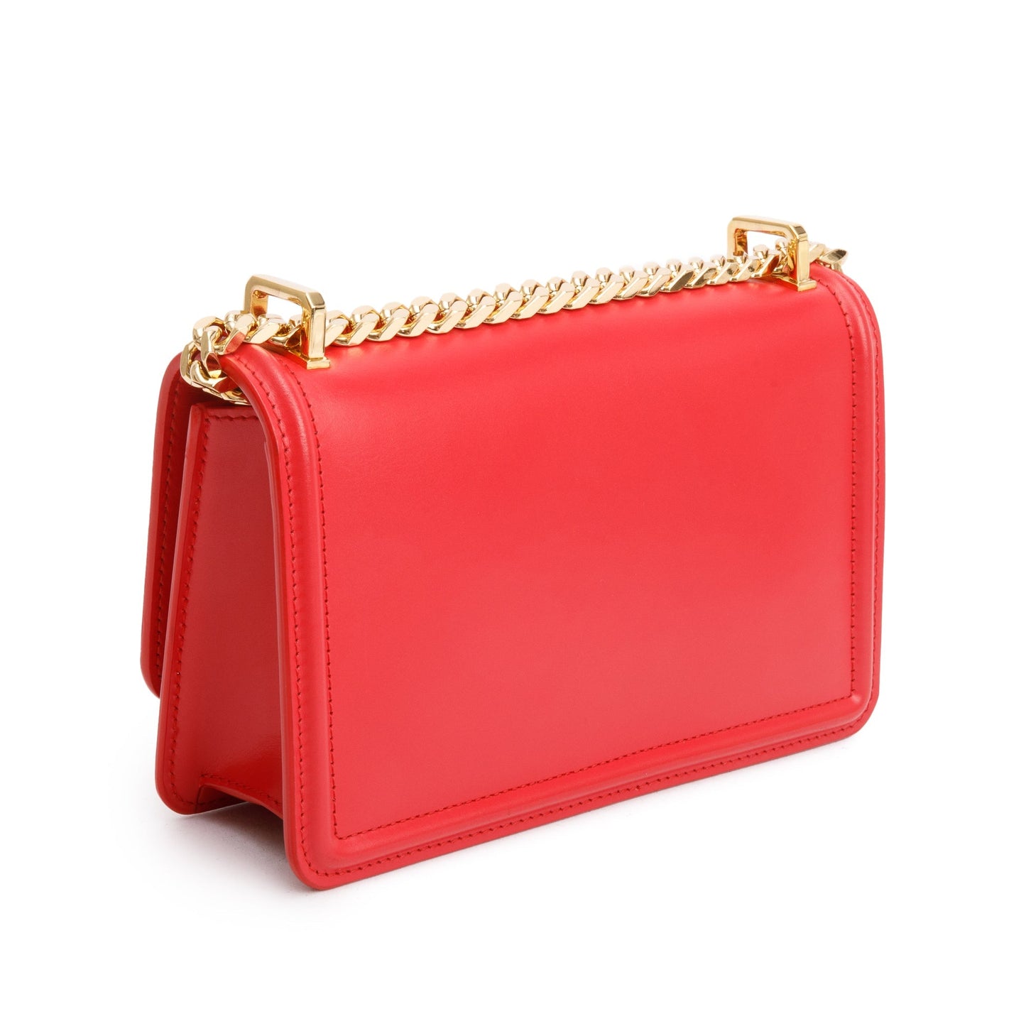 Burberry Red Smooth Calfskin Leather Mini TB Chain Crossbody Bag