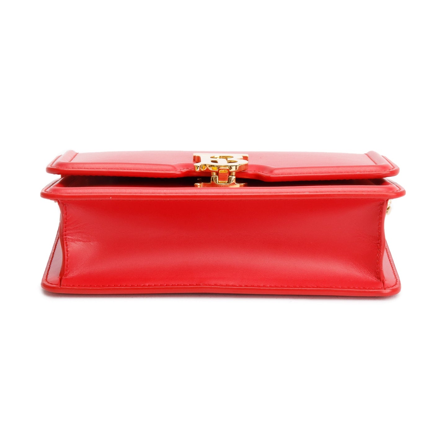 Burberry Red Smooth Calfskin Leather Mini TB Chain Crossbody Bag