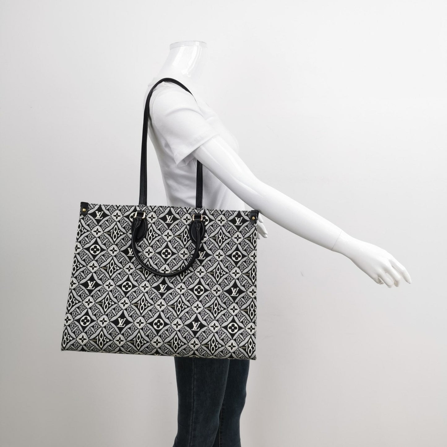 Louis Vuitton OnTheGo Since 1854 Grey Jacquard and Black Cowhide Leather Multicolor GM Tote Bag