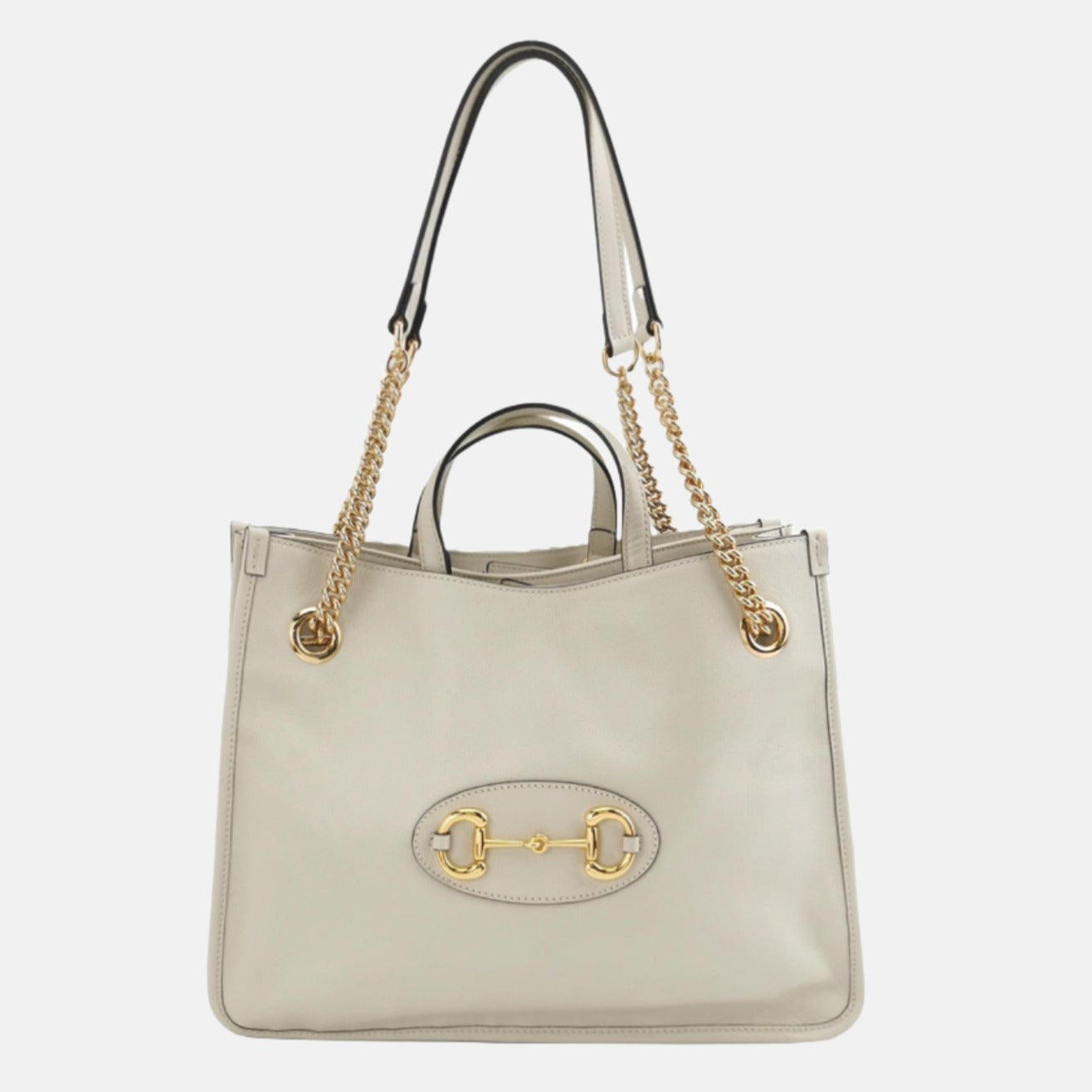 Gucci 1955 Horsebit Chain Tote Leather White
