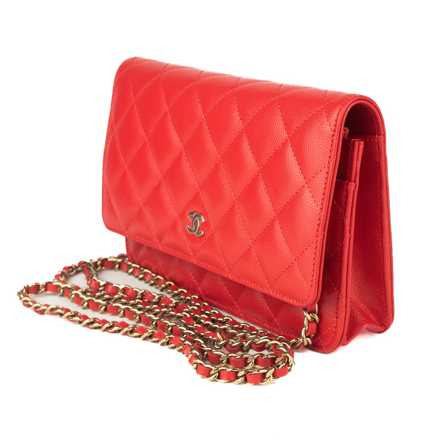 Chanel Classic Caviar on Chain red