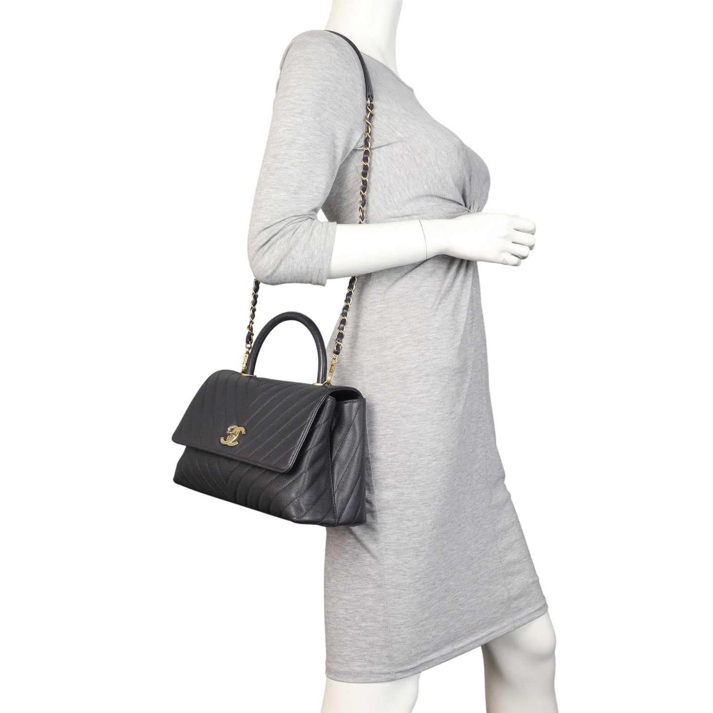 Chanel Coco Top Handle Medium Bag Chevron