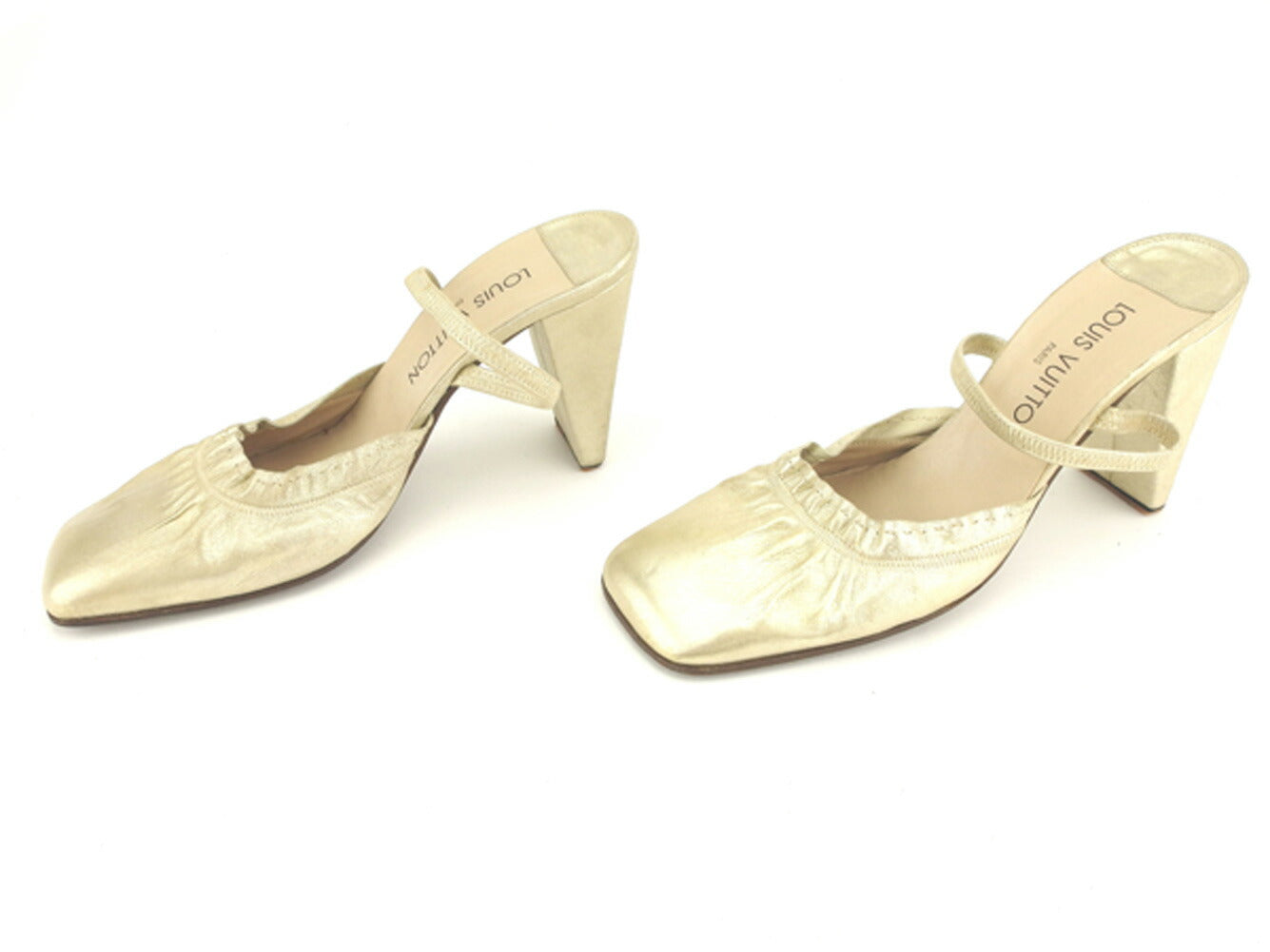 LOUIS VUITTON pumps gold #38 Half Instep With Strap