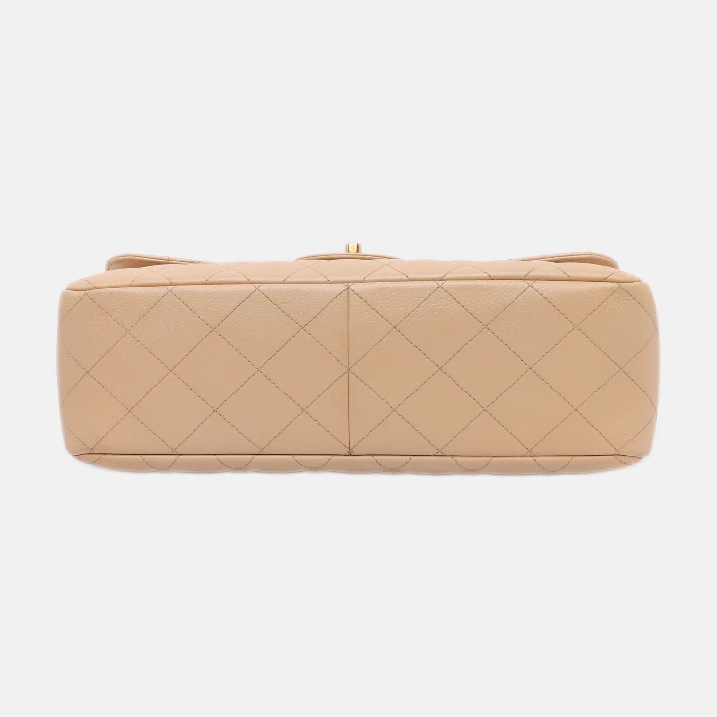 Chanel Classic Flap Jumbo 2010 Beige Caviar Leather Doublr Flap Gold Hardware