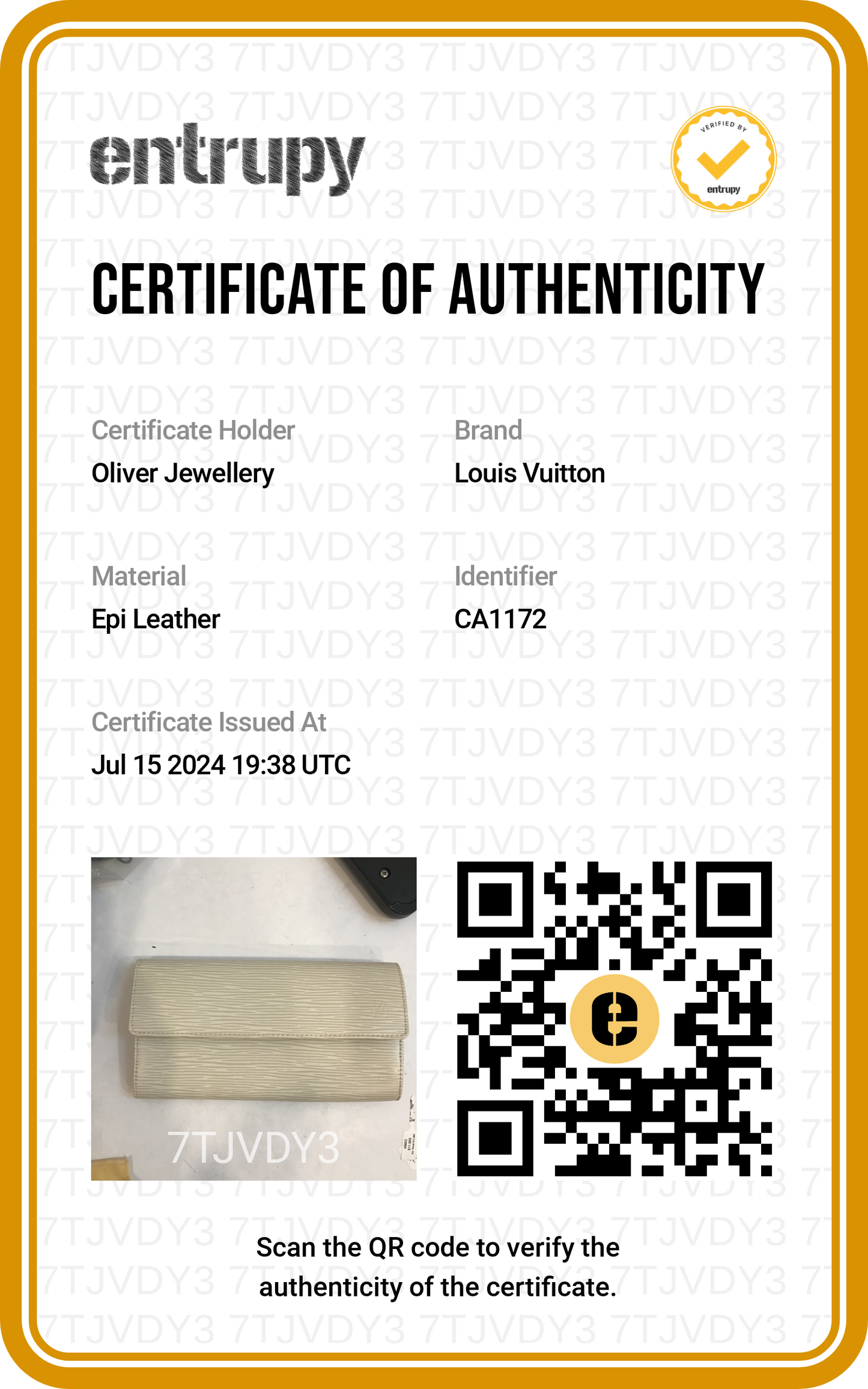 Louis Vuitton White Epi Leather Sarah Wallet
