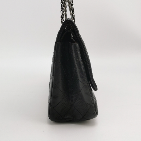 Chanel 2.55 Flap Bag Large Shiny Calfskin Leather Black