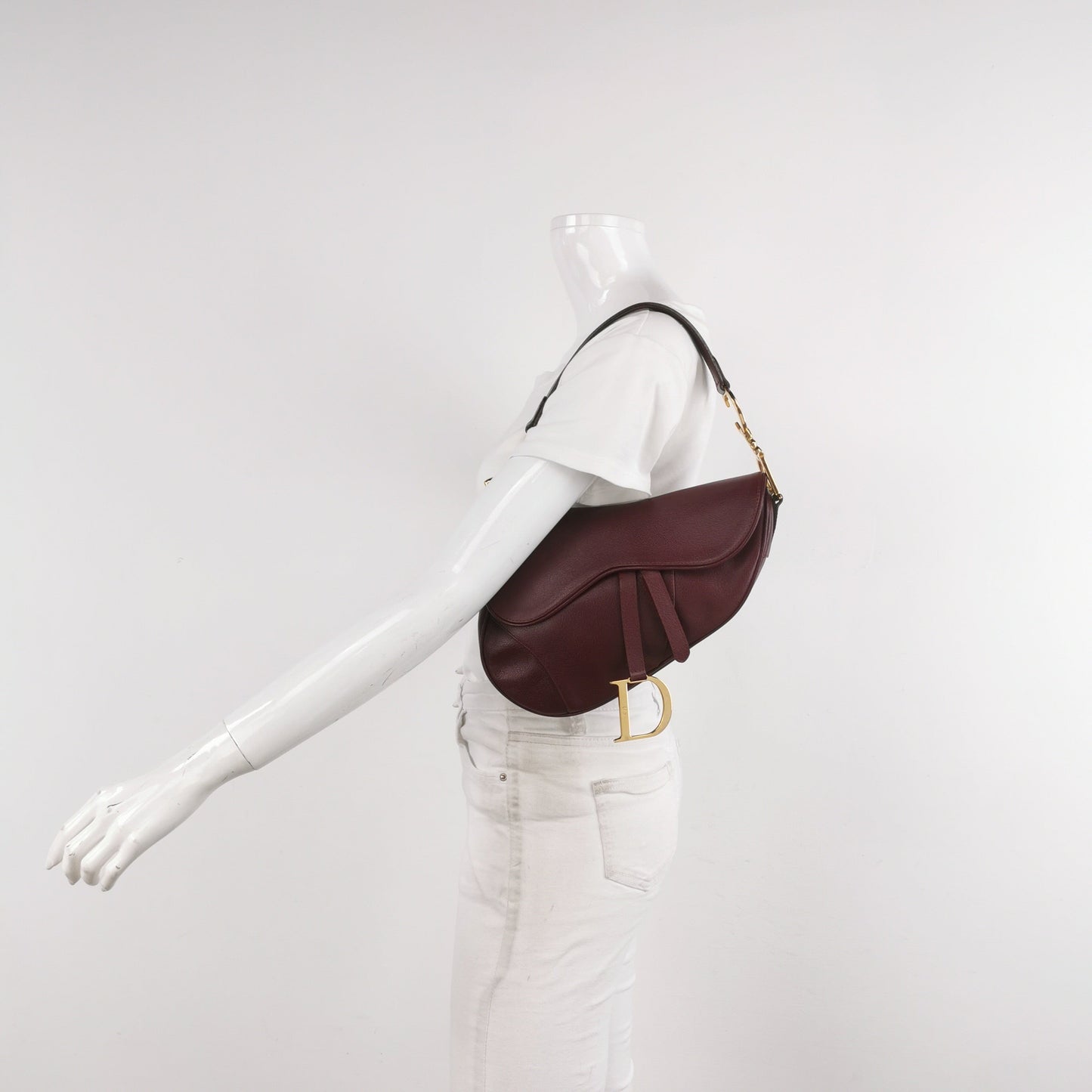 Dior Saddle Vintage Burgundy Purple Wine Calfskin Leather Gold Hardware Shoulder Bag