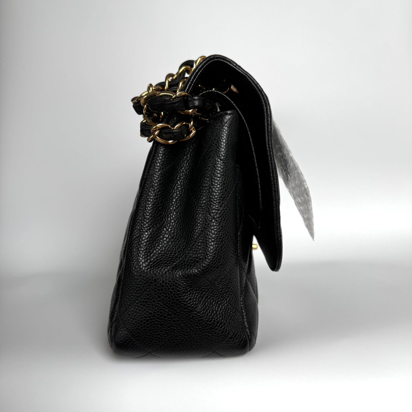 Chanel Classic Flap Jumbo Black Caviar Leather Double Flap Gold Hardware 2011-2012
